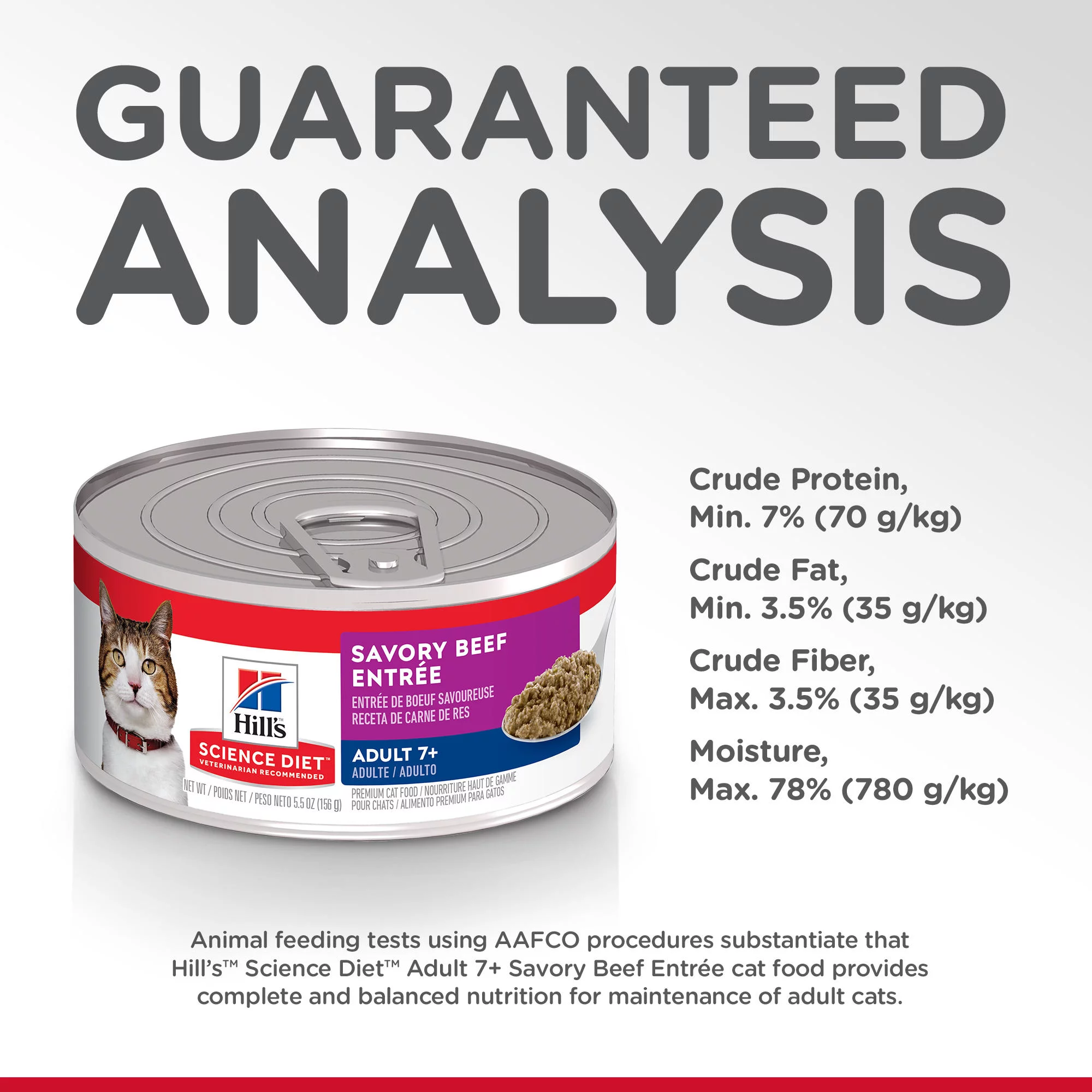 Hill's Science Diet Senior 7+ Canned Cat Food, Savory Beef EntrÃ©e, 5.5 oz, 24 Pack wet cat food