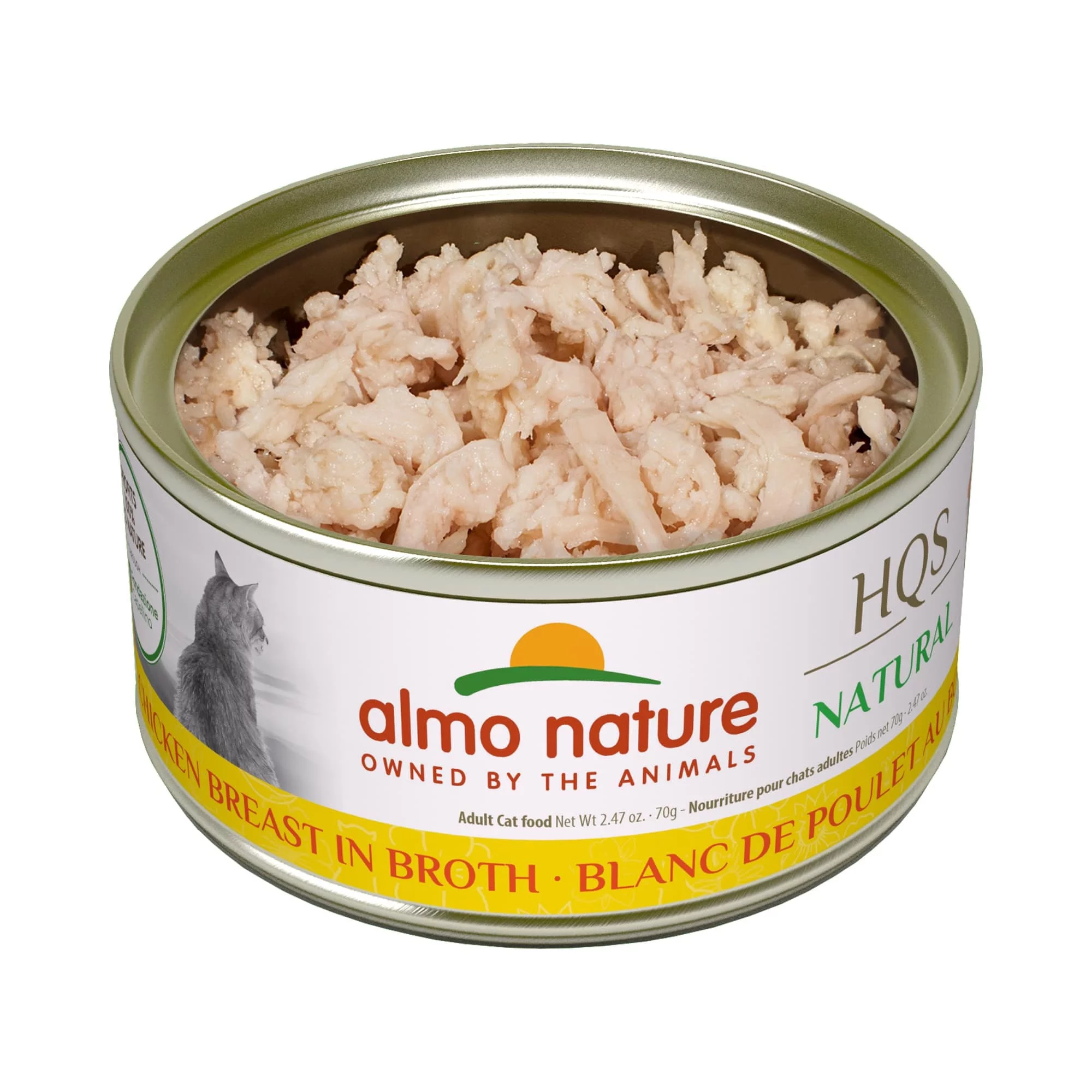 Almo Nature: HQS Natural Cat 24 Pack: Chicken Breast In Broth - 2.47oz Cans, Supplemental Adult Cat Canned Wet Food, Limited Ingredient, Grain Free