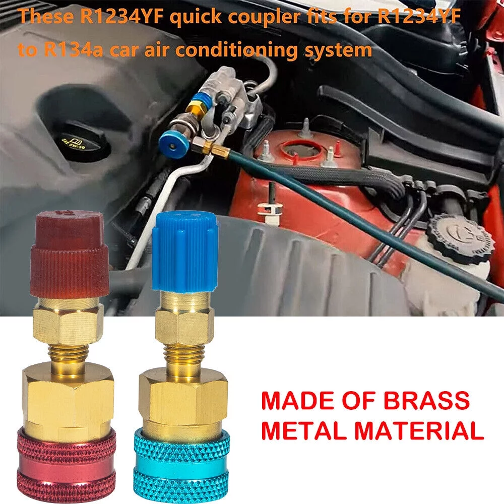 2-Pack Quick Coupler Adapters for R1234YF to R134A Conversion, High & Low Side Connectors