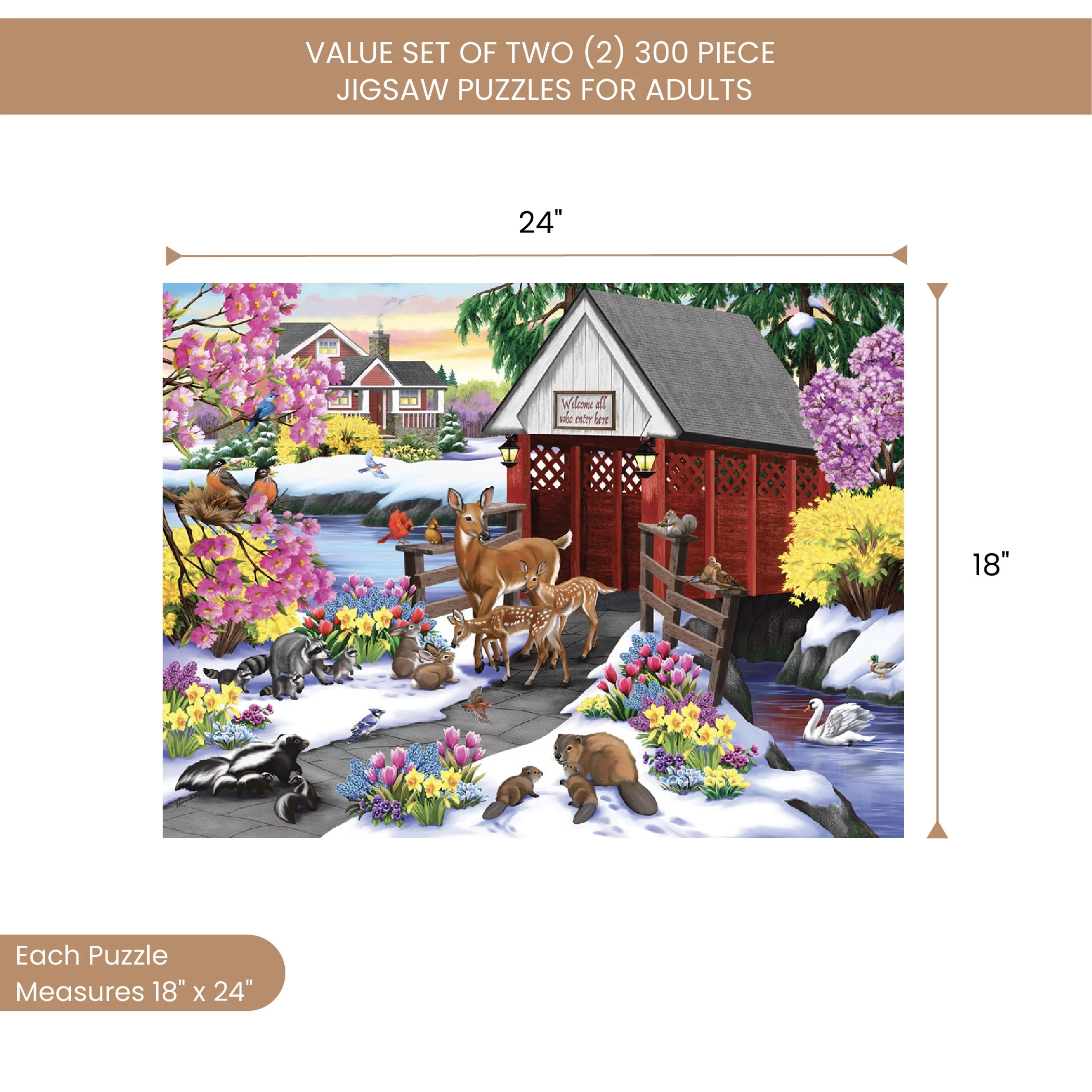 Bits and Pieces - Value Set of Two (2) 300 Piece Jigsaw Puzzles for Adults - Each Puzzle Measures 18