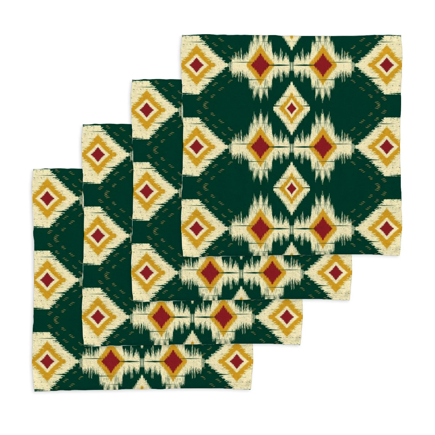 ANYWAY.GO 4 pack Baby Washcloths - 12 x 12 Inch Super Soft Baby Towels - 100% Cotton Highly Absorbent Wash Cloths for Face and Body,African Ikat Paisley Embroidery