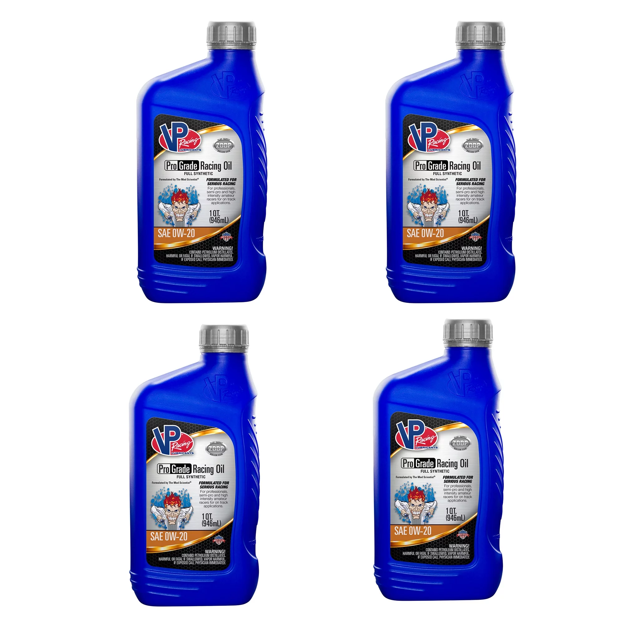 VP Racing Fuels Full Synthetic Pro Grade Racing Oil, Quart SAE 0W-20 (4 Pack)