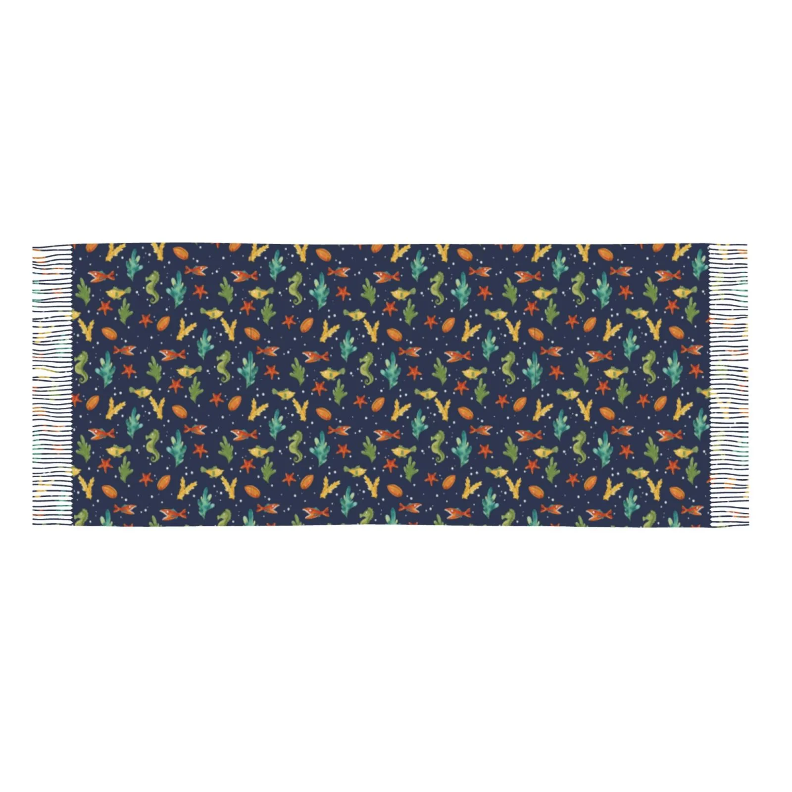Ocsxa Scarf Shawl Wraps For Women Soft Cashmere Scarf Shells And Seaweed Printed Large Blanket Scarf