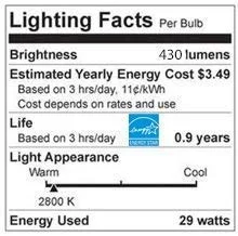 GE Halogen 29 Watt G16.5 Shape 430 Lumens.9 Year Life Standard Base Light Bulb (6 Bulbs)