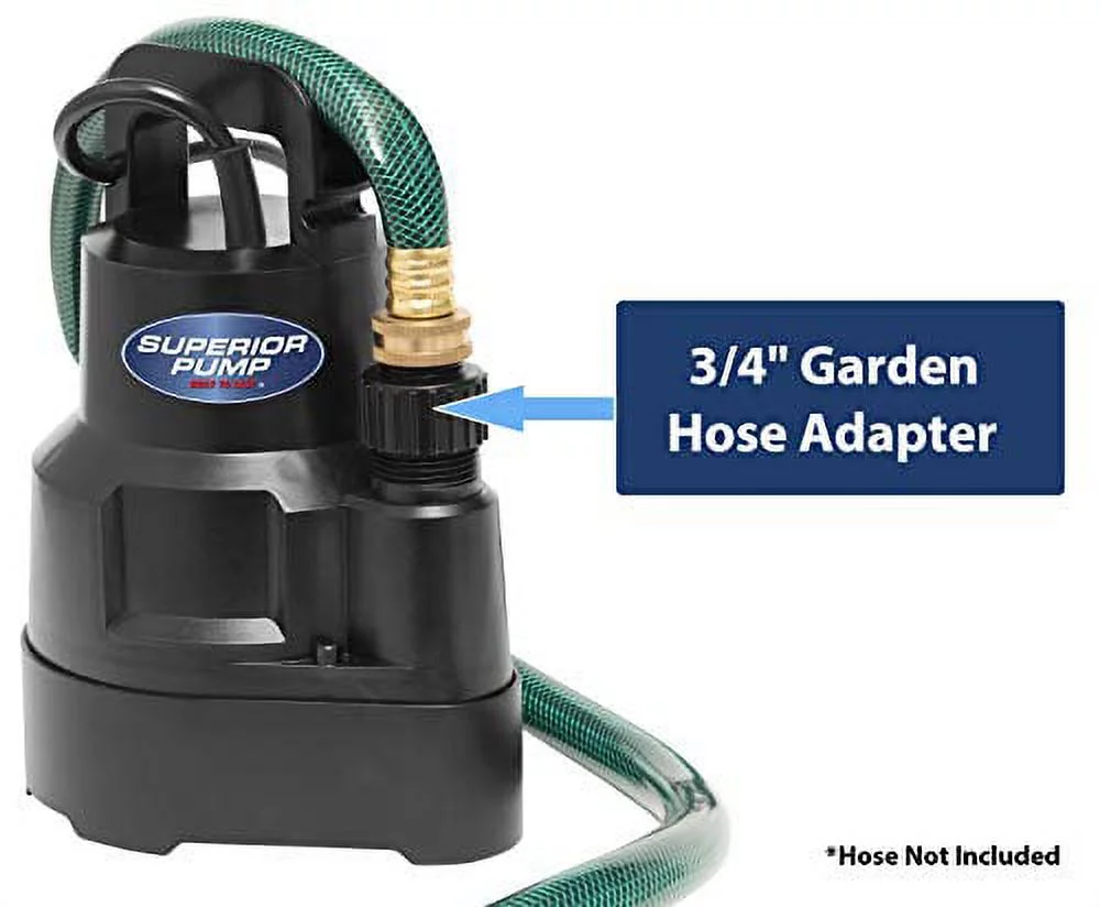 Superior Pump 91016  Thermoplastic High Flow Utility Water Pump, 1/6 HP, Black