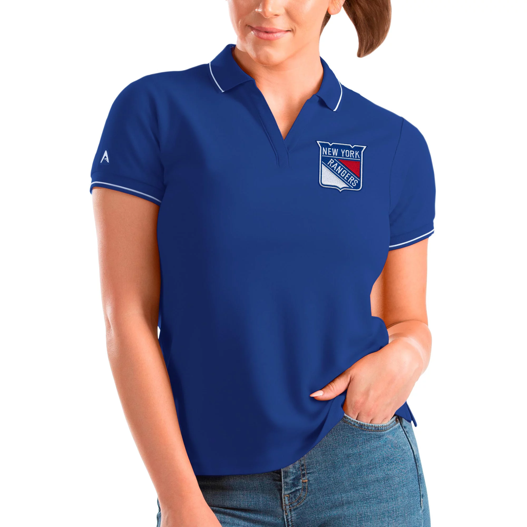 Women's Antigua Blue New York Rangers Affluent Polo