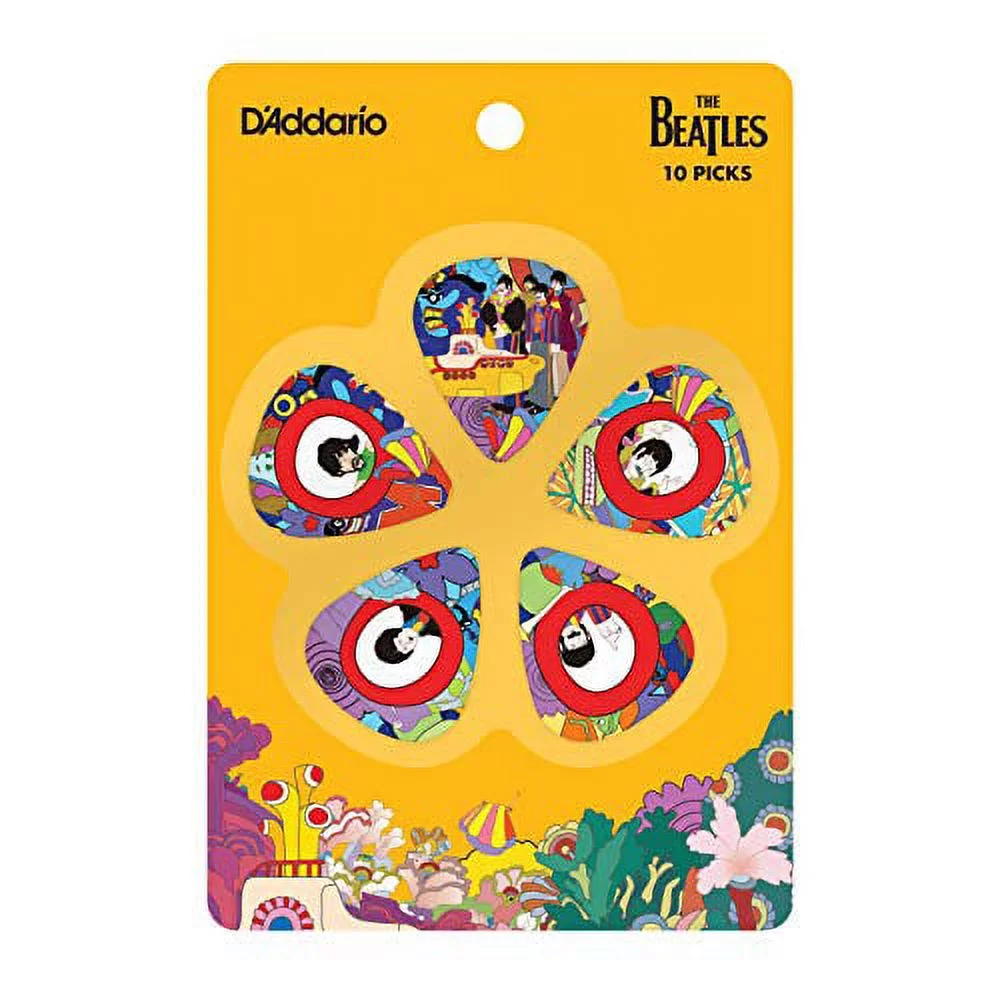 D'Addario Accessories Beatles Guitar Picks, Yellow Submarine, 10 Pack, Light Gauge 1CWH2-10B7