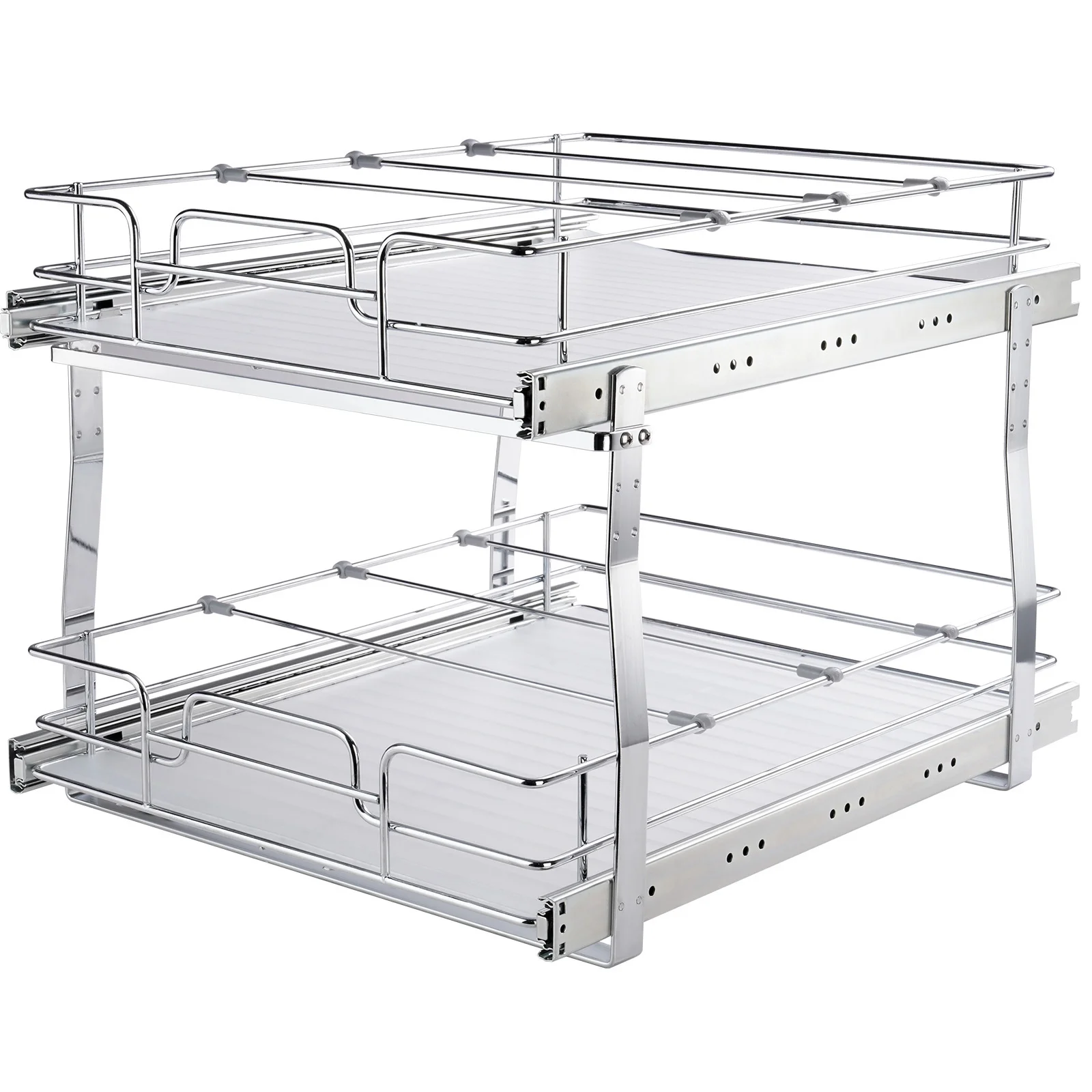 SKYSHALO 18x20 inch Drawer Basket 2-Tier Wire Pull Out Cabinet Under Sink Organizer