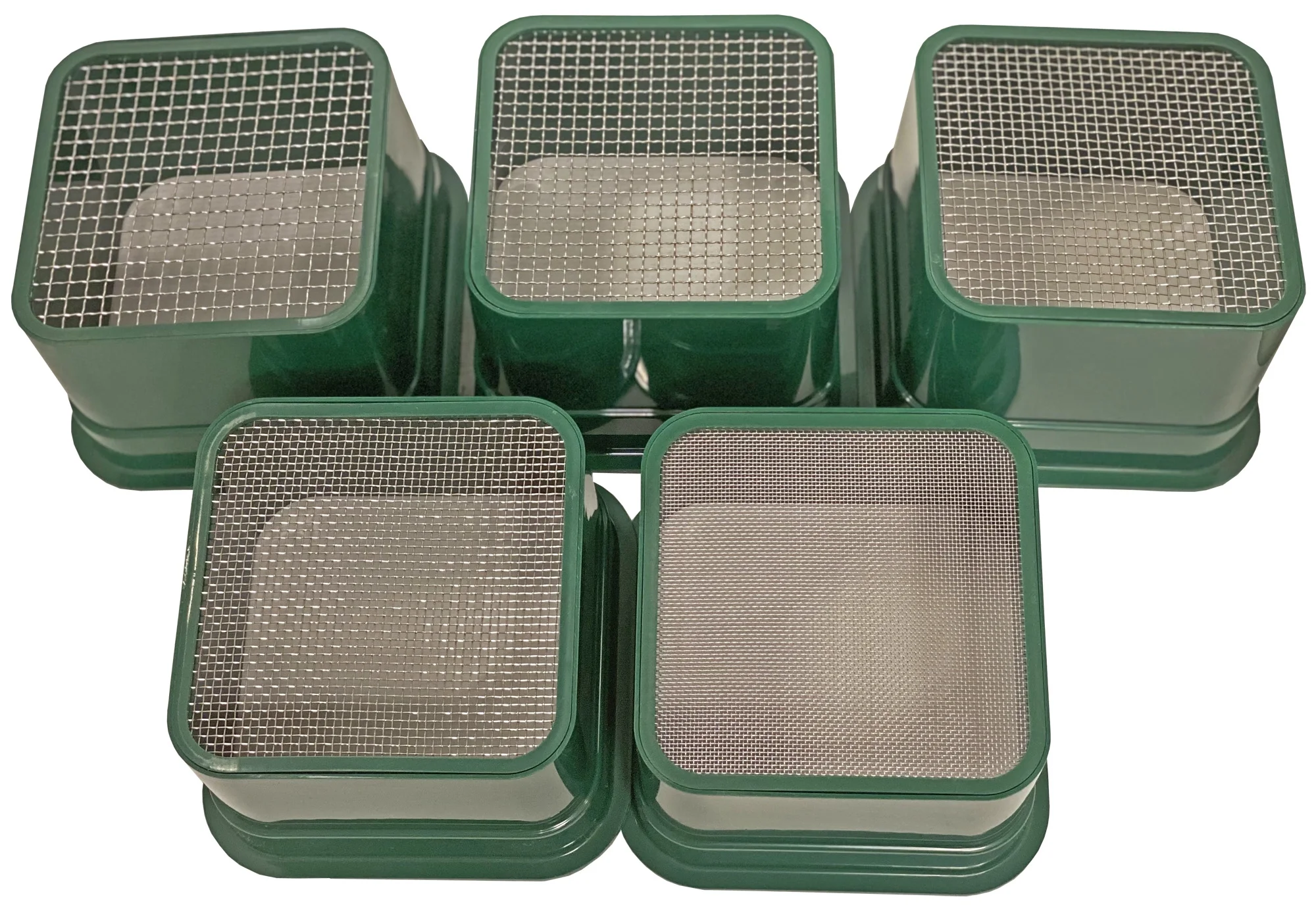 Sluice Fox Sluice Fox 6 inch gold classifiers; set of five stacking sifting pans with stainless steel mesh strainers for gold panning; sharktooth and gem sifters; (Green)