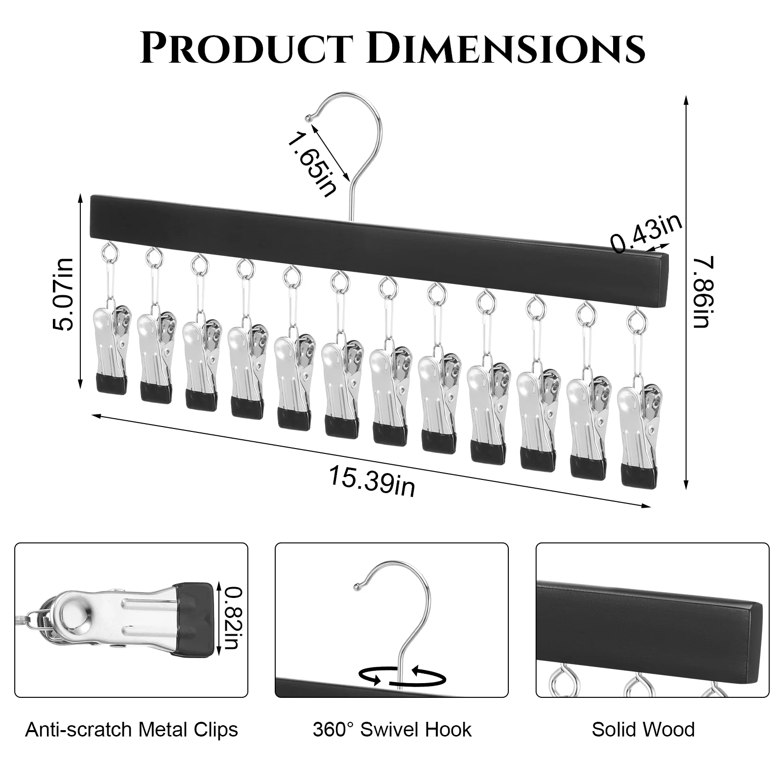 Topekada 2 Pcs Legging Organizer for Closet, Heavy Duty Pants Hangers with Clips Holds 24 Leggings,Jeans,Hats,Shorts,Socks, 360 Degree Rotating Space Saving Clothes Organizer for Closet(Black)