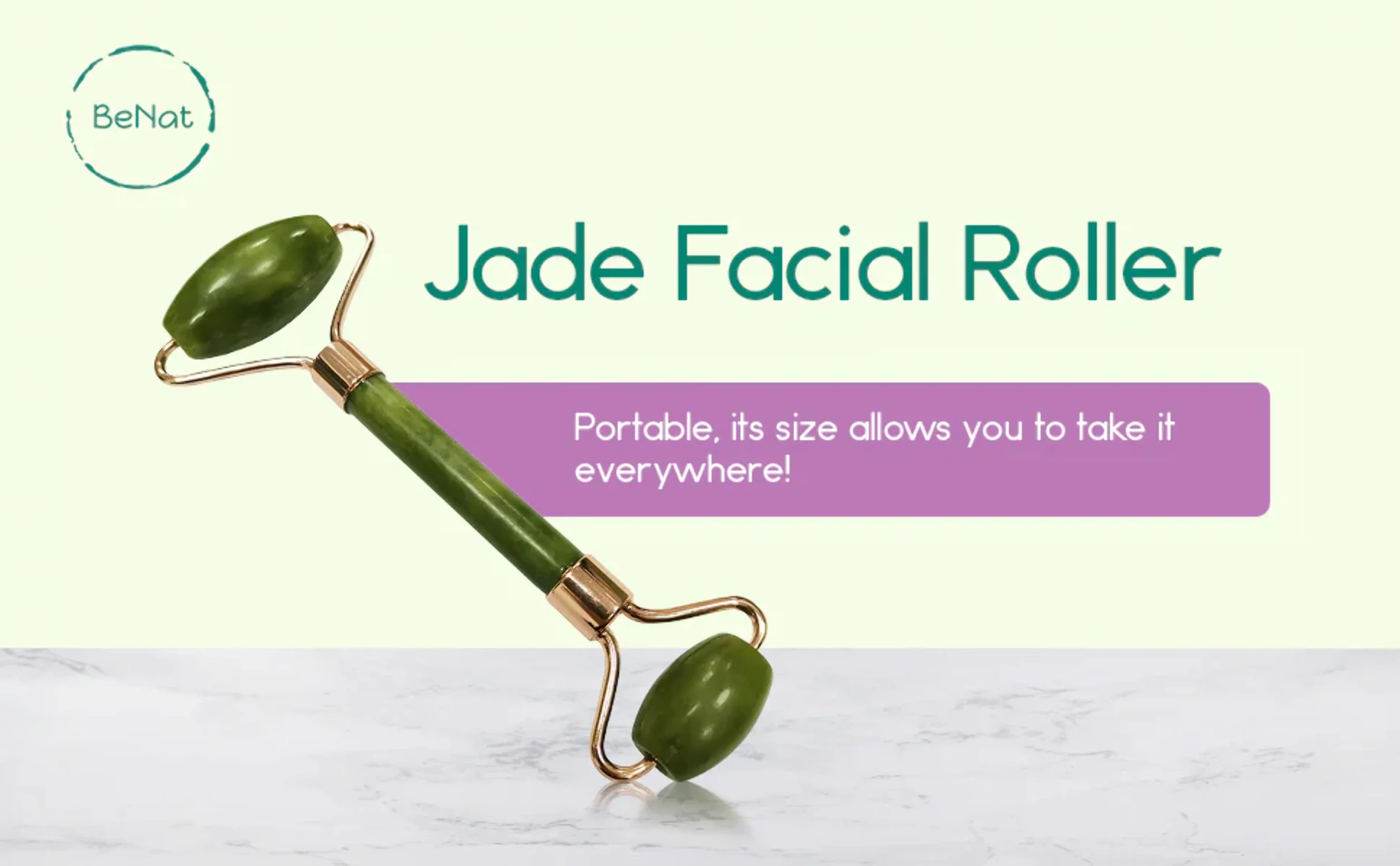 Jade Facial Roller. Skin Care Beauty tool. Facial and Neck Massager. For Women, Men, Everyone.