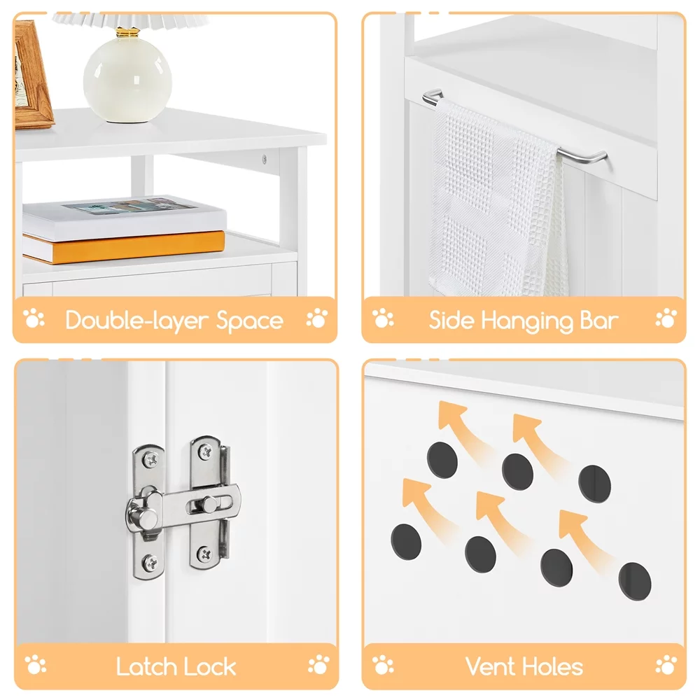 Topeakmart Indoor Wooden Cat Litter Box Enclosure with Open Shelf, White