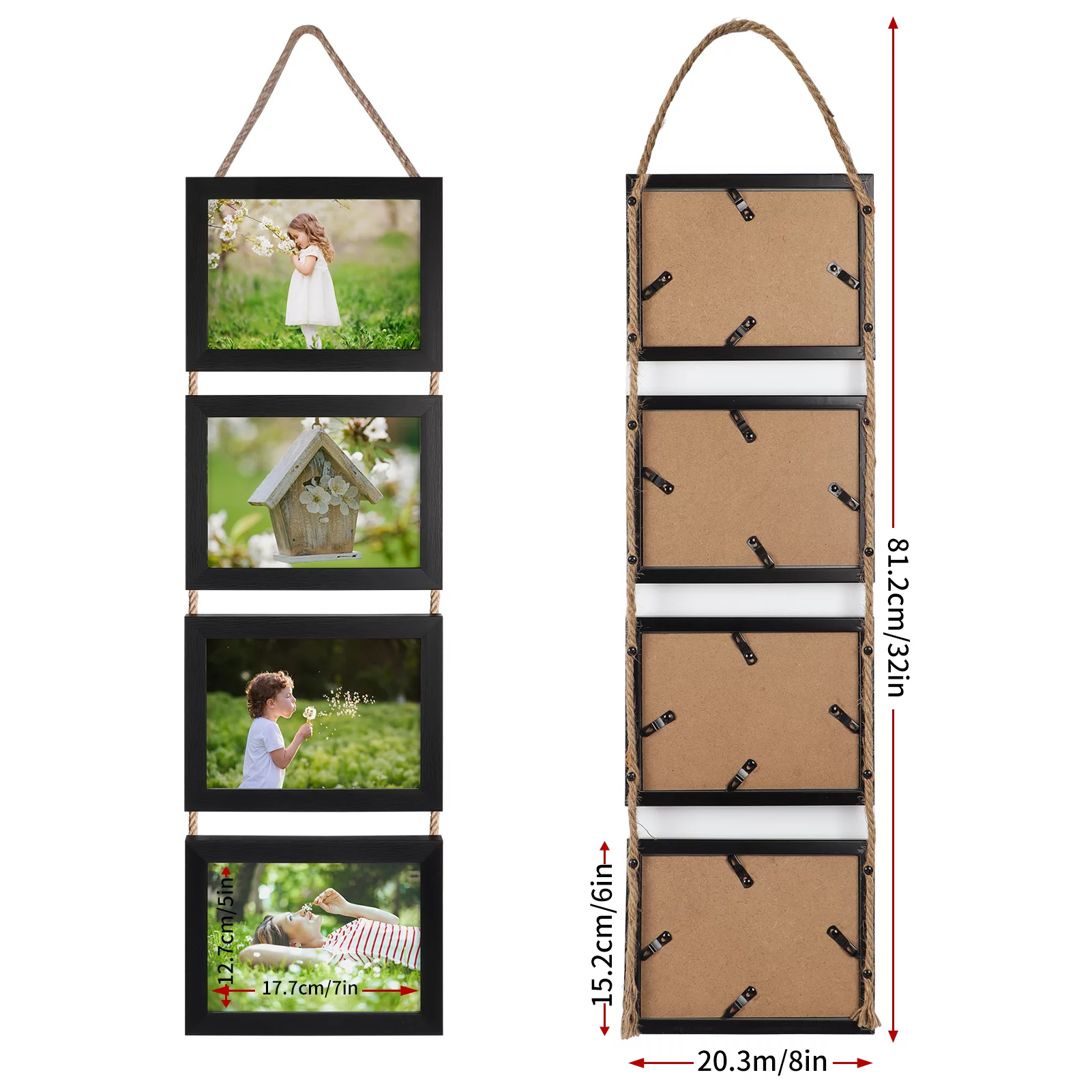 5x7 Picture Frame Collage Wall Hanging Photo Frames, Black, Set of 2