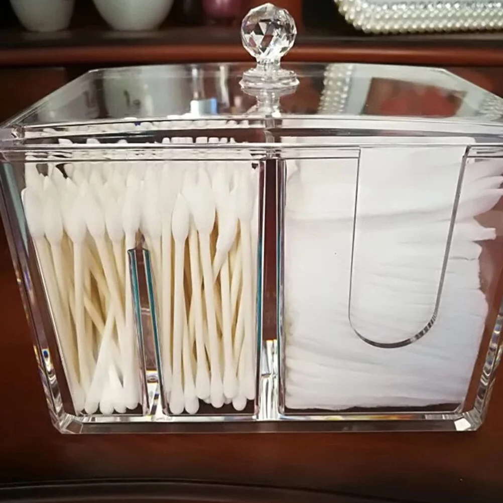 Pad Cotton Holder Dispenser Square Round Container Makeup Organizer Storage Box  Cosmetic Lid Large