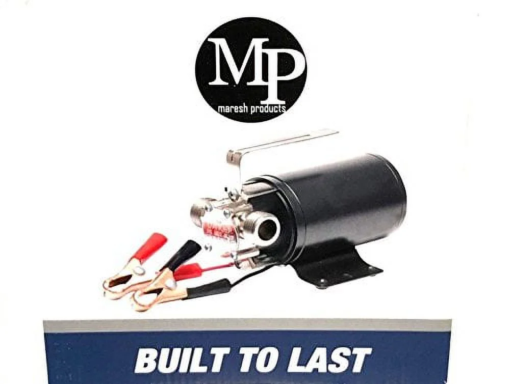 12-volt DC 1/10th HP 330 GPH Battery Powered Portable Mini Water Transfer Utility Pump with Metal Connectors for Standard 3/4