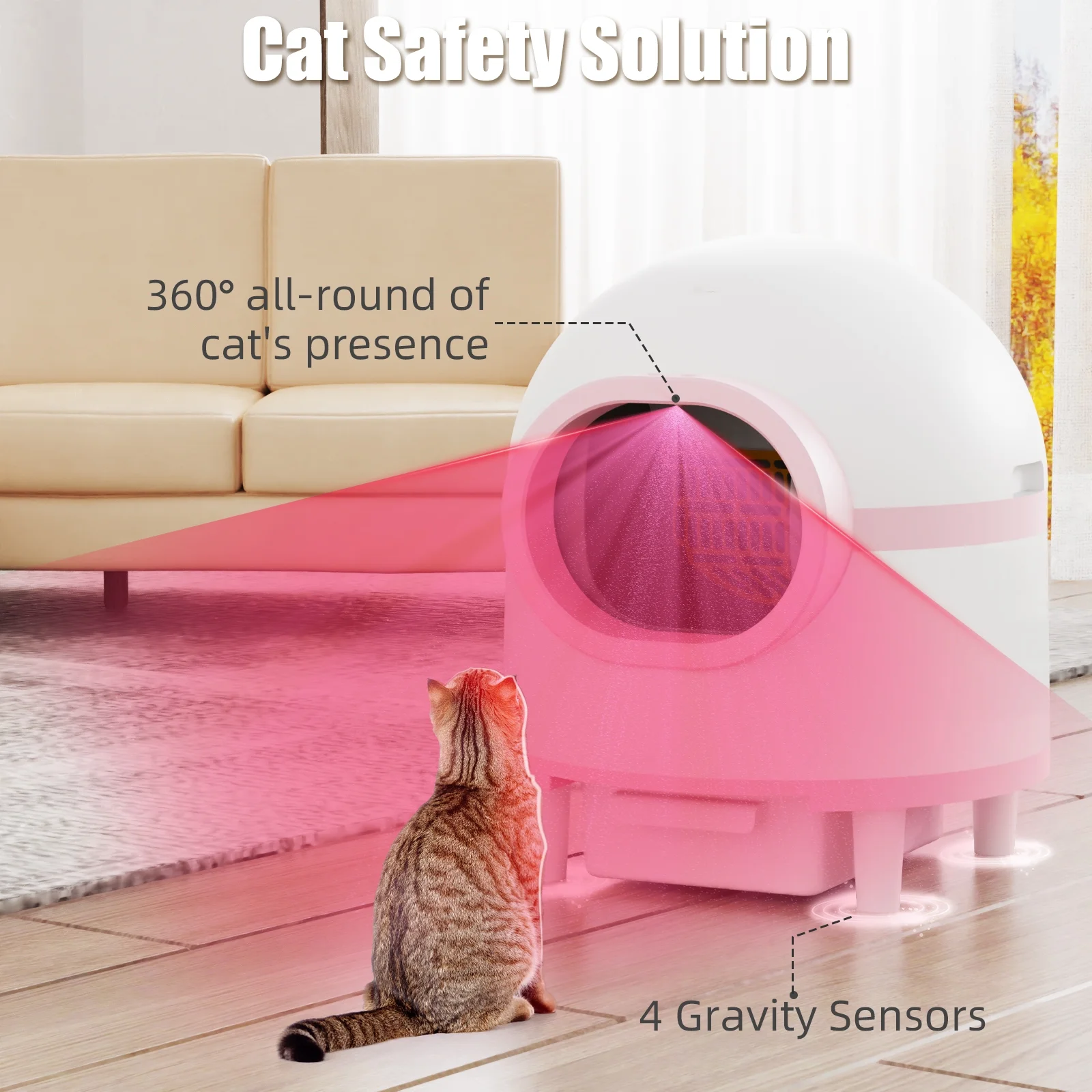 CATLK Self Cleaning Litter Box,Intelligent App Control Monitoring in real-time,60L Large Space+8L Waste Drawer,Suitable for 2.2-26.5lbs Cat