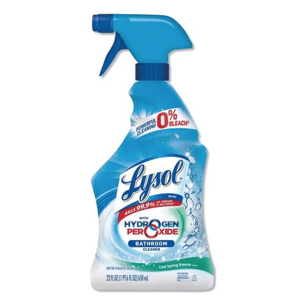 Bathroom Cleaner With Hydrogen Peroxide, Cool Spring Breeze, 22 Oz Trigger Spray Bottle | Bundle of 5 Each