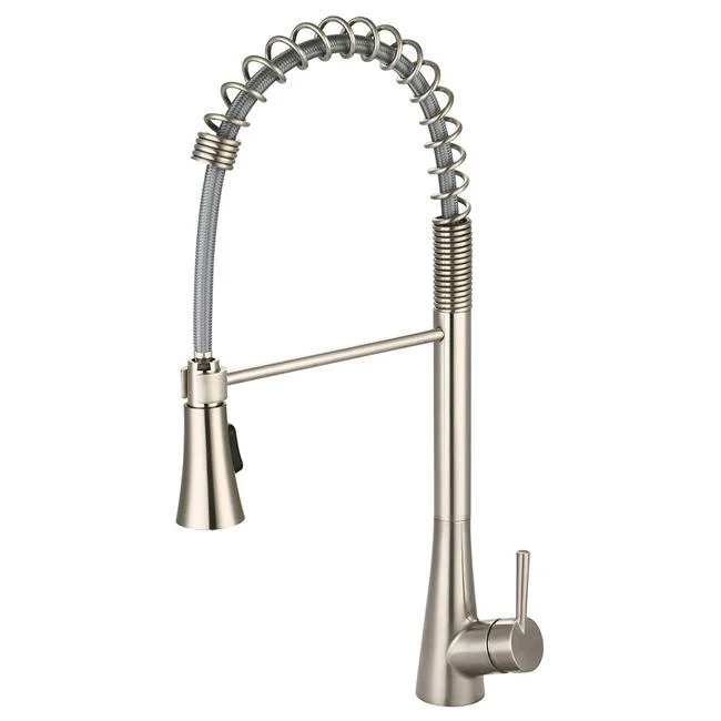 7.62 in. Single Handle Pre-Rinse Spring Pull-Down Kitchen Faucet - Brushed Nickel