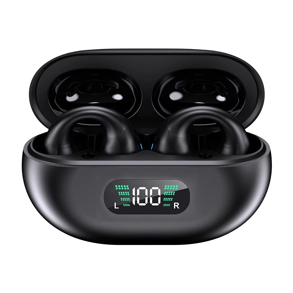 JLLOM Wireless Earbuds with Ear Clip - Bluetooth Sport Headset - Bone Conduction Headphones for Outdoor Activities
