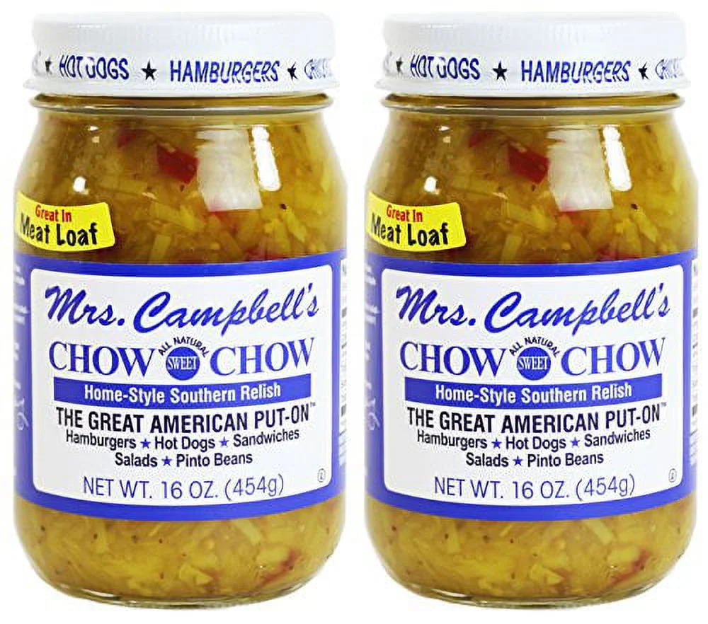 All Natural Sweet Southern Chow Chow Relish, 16 Oz Glass Jar (Pack Of 2)