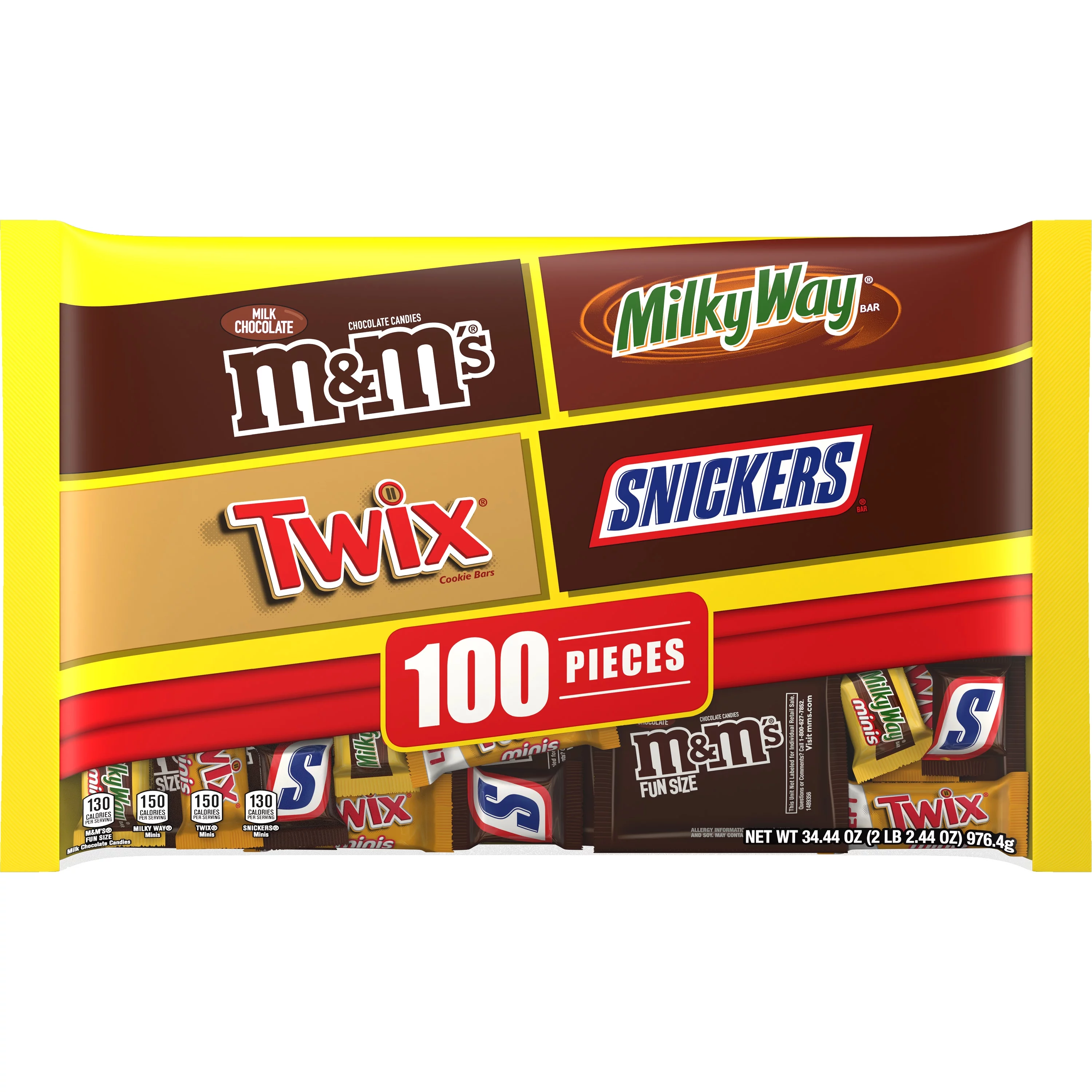 Mars Mixed M&M'S, Snickers, & More Bulk Halloween Variety Candy - 34.44oz/100ct