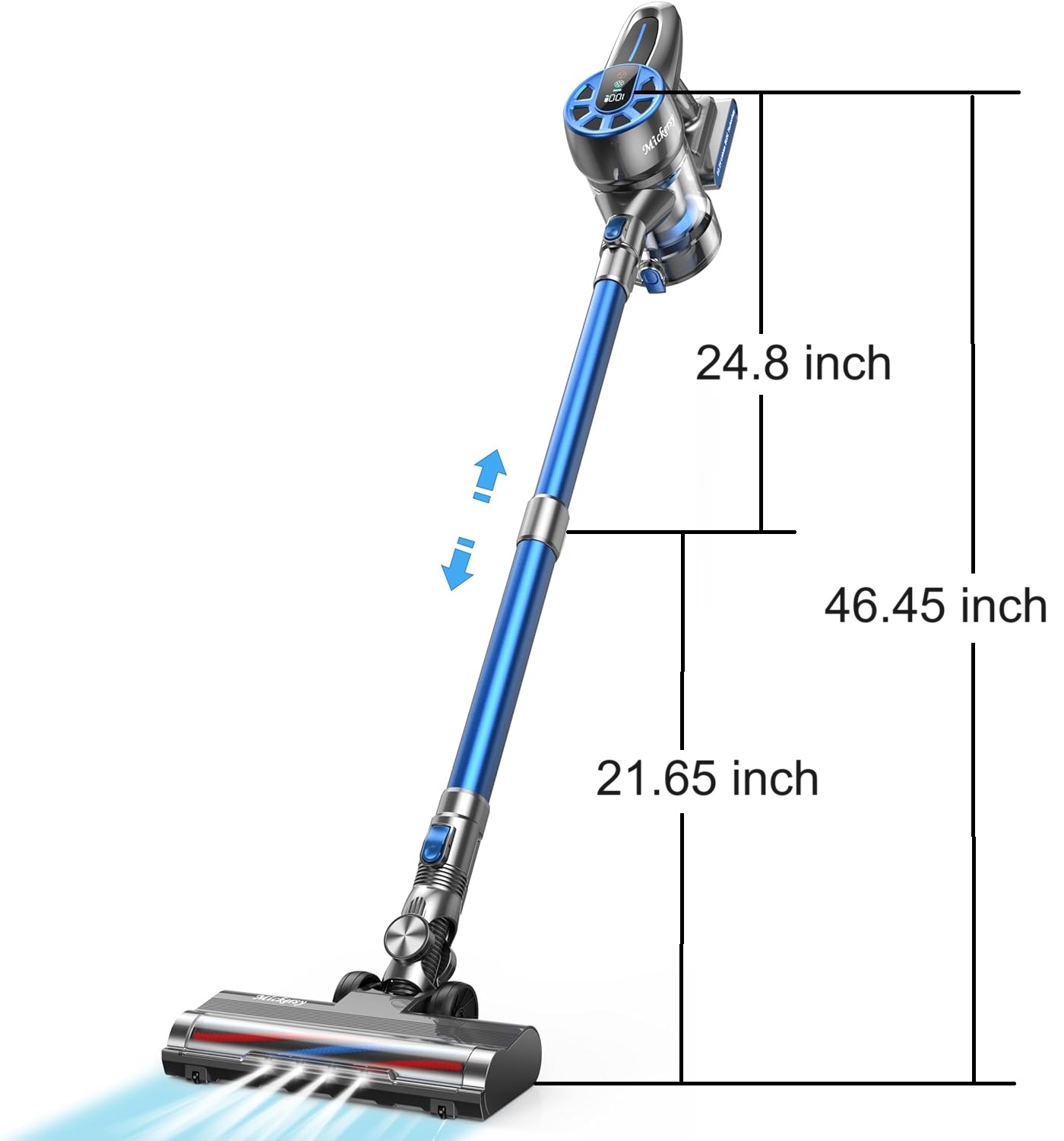 Cordless Vacuum Cleaner, Power Stick Vacuum 450W 36Kpa with Long Runtime Detachable Battery, Vacuum Cleaner with LED Display Lightweight & Quiet, for Pet Hair, Floor, Carpet, 1.5L Dust Cup