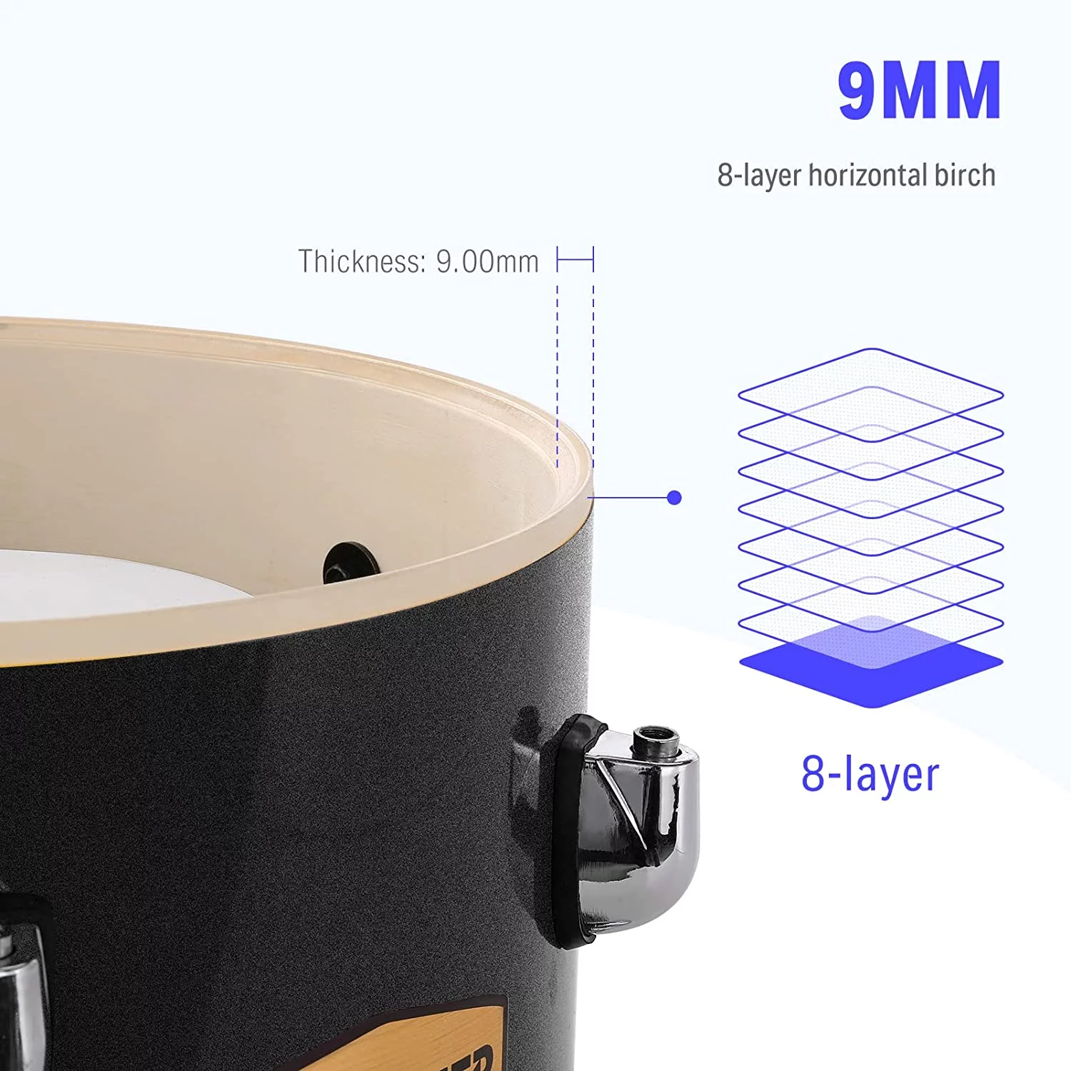 Donner Drum Set Adult with Silent System, 5-Piece Full Size Professional Drum Kit Black