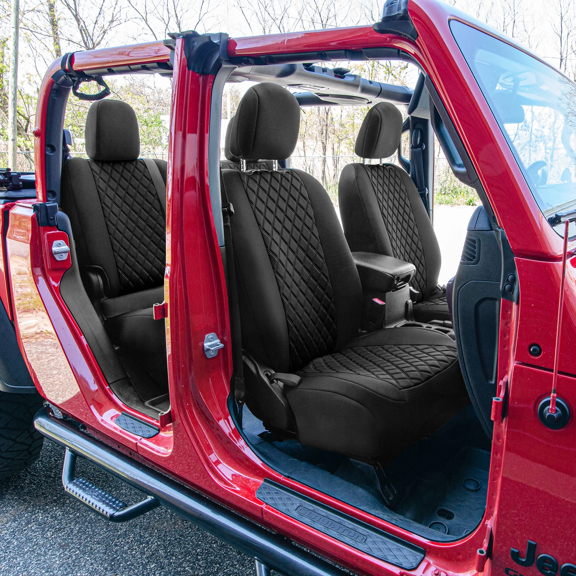 For 2020-2024 Jeep Gladiator FH Group Neoprene Waterproof Custom Fit Car Seat Covers - Full Set Black