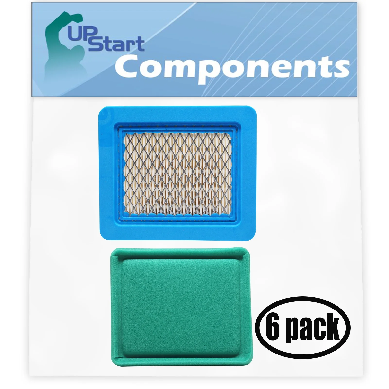 6-Pack Replacement for Briggs & Stratton 12B600 Series (0100-0104) Engine Air Filter & Pre-Cleaner - Compatible with Briggs & Stratton 491588S Filter & 493537S Pre-Filter