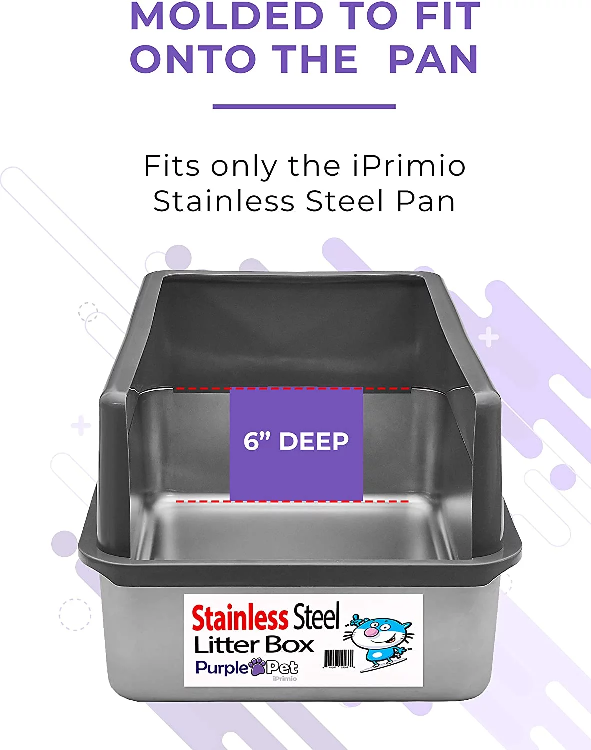 iPrimio XL Stainless Steel Cat Litter Box - Enclosed Sides, Odor-Free & Easy to Clean