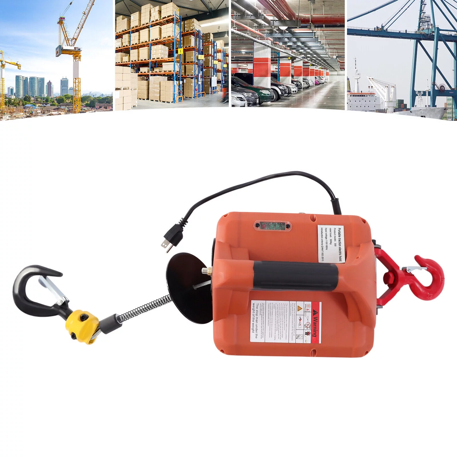440lbs/1100lbs Electric Hoist Winch Portable Crane with Wireless Remote 110V New