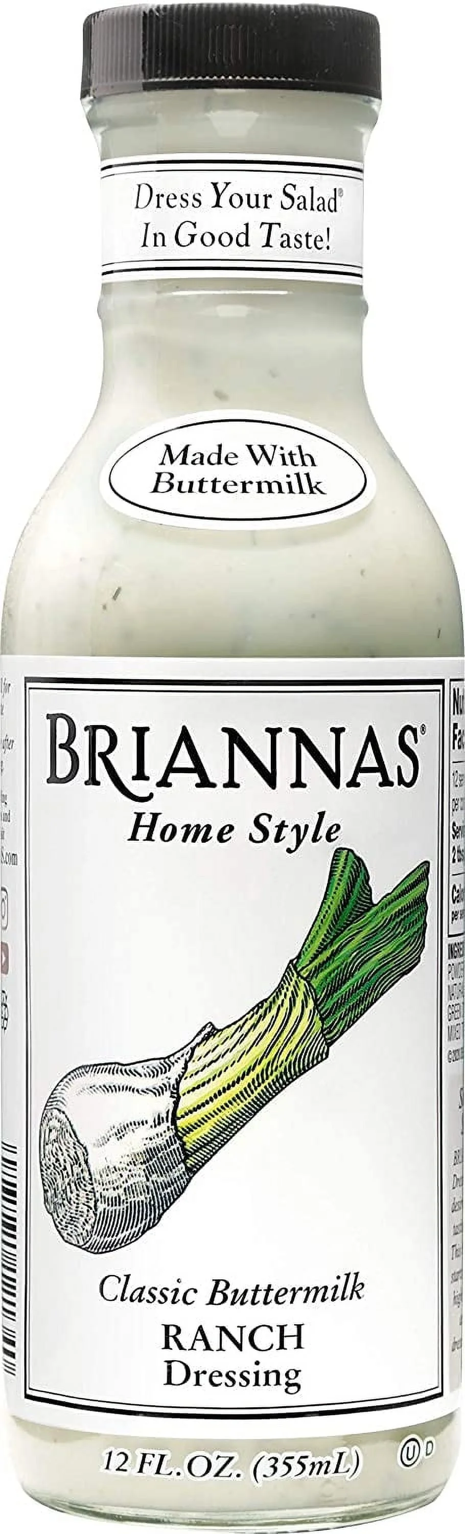 Briannas Homestyle Dressing Classic Buttermilk Ranch 12 fl oz Pack of 3