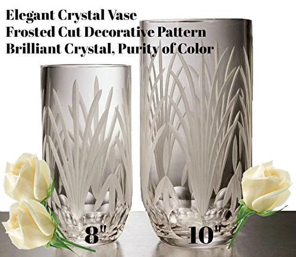 GAC Mouth Blown High Class Glass Crystal Flower Vase, Exquisite Decorative Vase Centerpiece -10