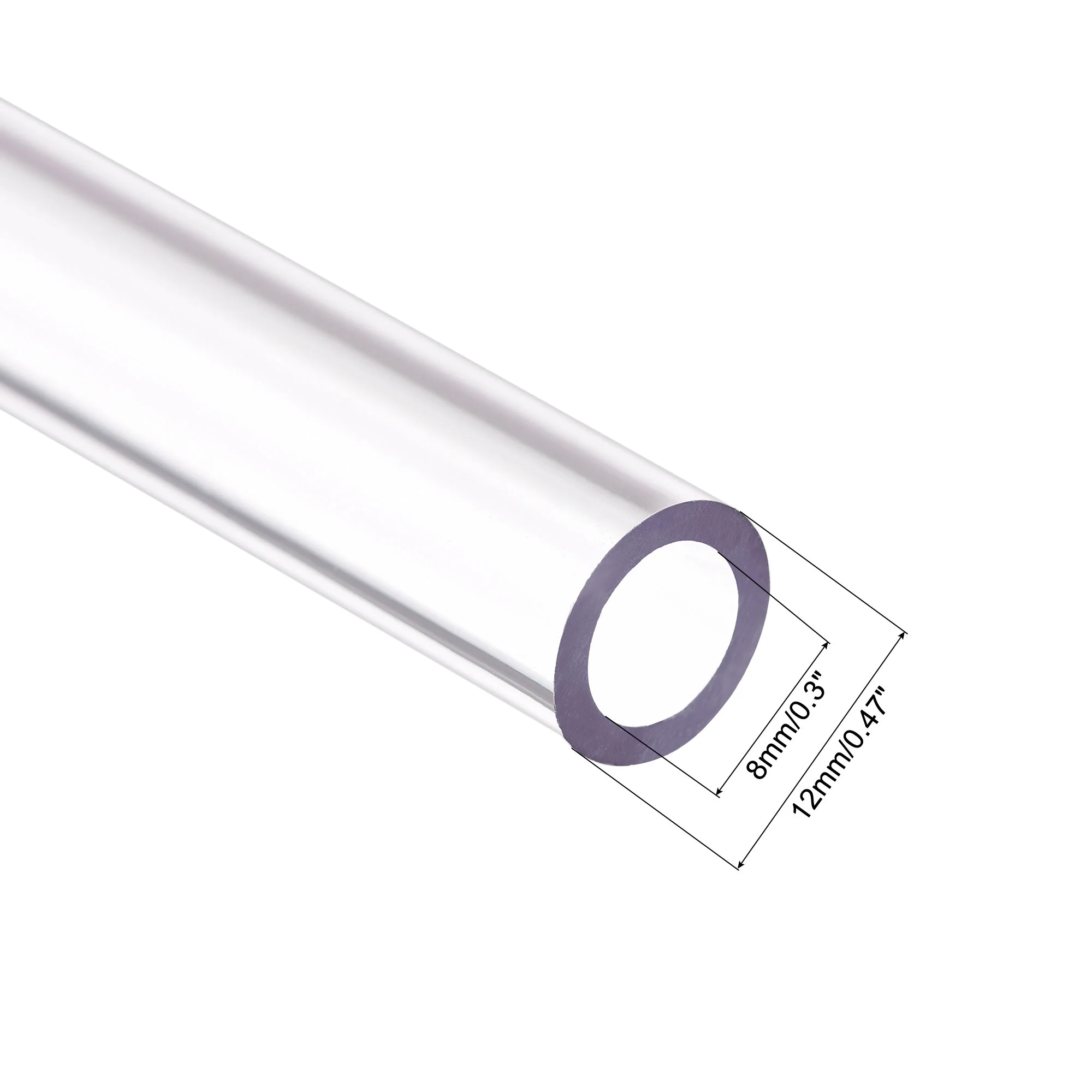 PETG Tubing Hard 8mm ID, 12mm OD, 50cm Length, High Transparent Clear 4 Pack