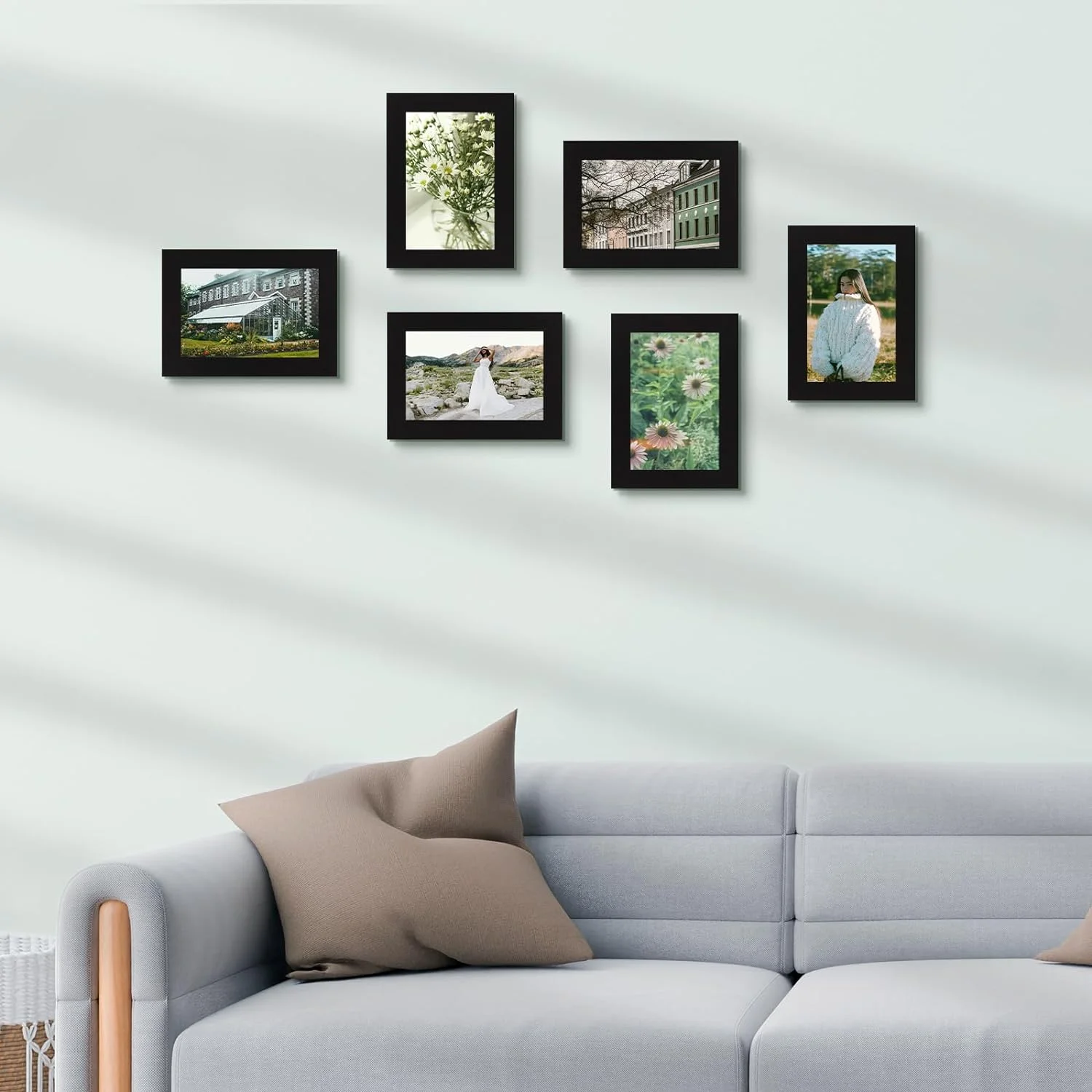 Golden State Art 5x7 Picture Frames Set of 8, Black Gallery Wall Frame Collage, Thin Tabletop Family Frame with Plastic Cover, Horizontal or Vertical Displays (8-Pack)