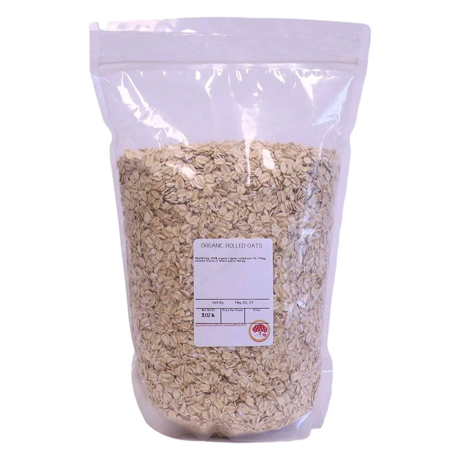 Kauffman Orchards Bulk Organic Regular Rolled Oats, Old-Fashioned, Non-GMO, 25 Lb.