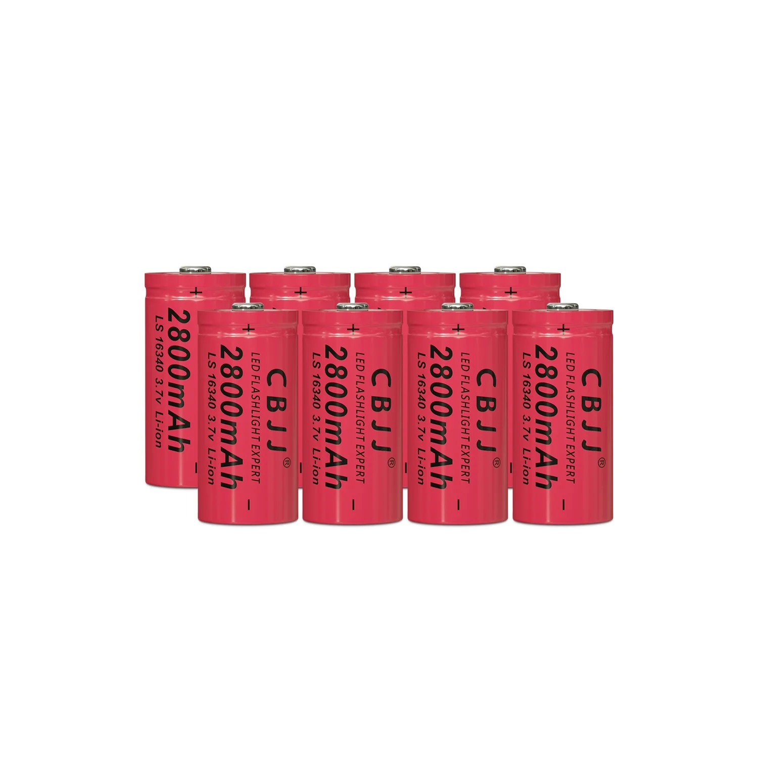 16340 Rechargeable Batteries 3.7V Cell 2800mAh for Flashlight US Shipping (Red)