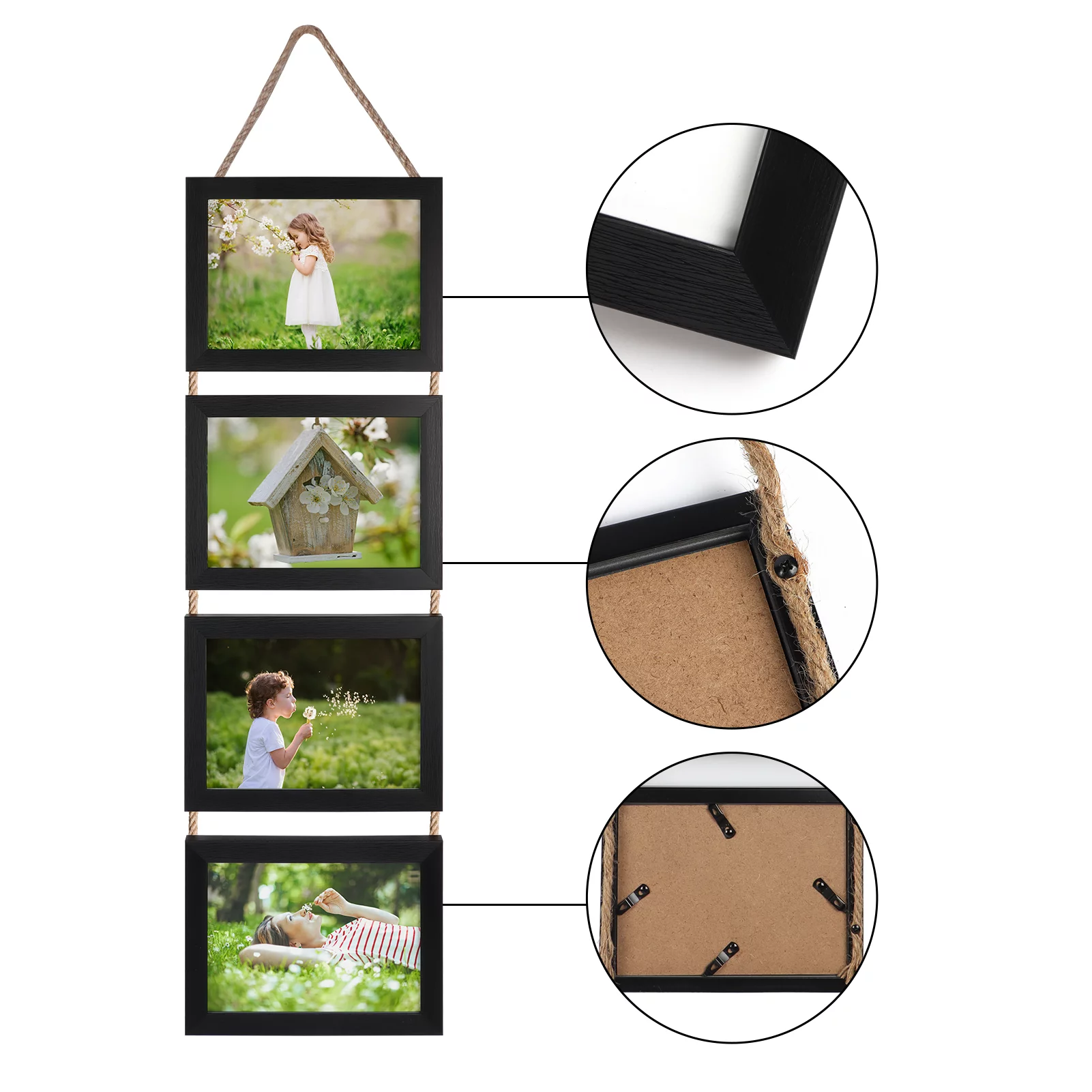 5x7 Picture Frame Collage Wall Hanging Photo Frames, Black, Set of 2