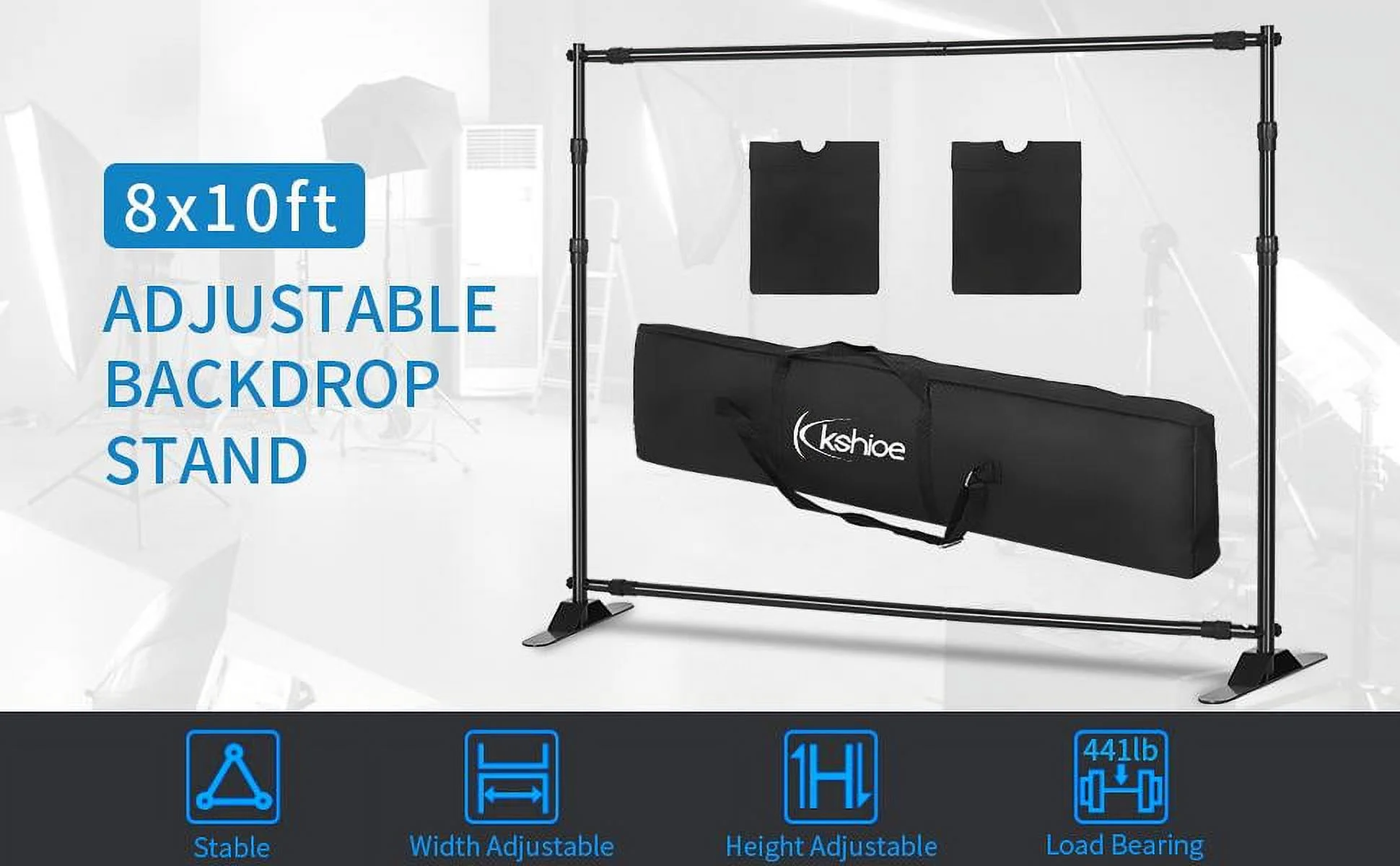 UBesGoo 10x8 ft Large Heavy Duty Telescopic Photography Background Stand with Sand Bags