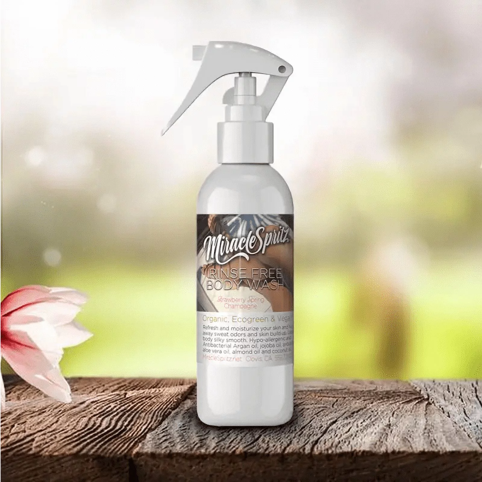 Miracle Spritz Deodorant, Body Spray, Moisturizing, Body Mist, Acne Wash Strawberry Spring Champagne 4oz 1 bottle