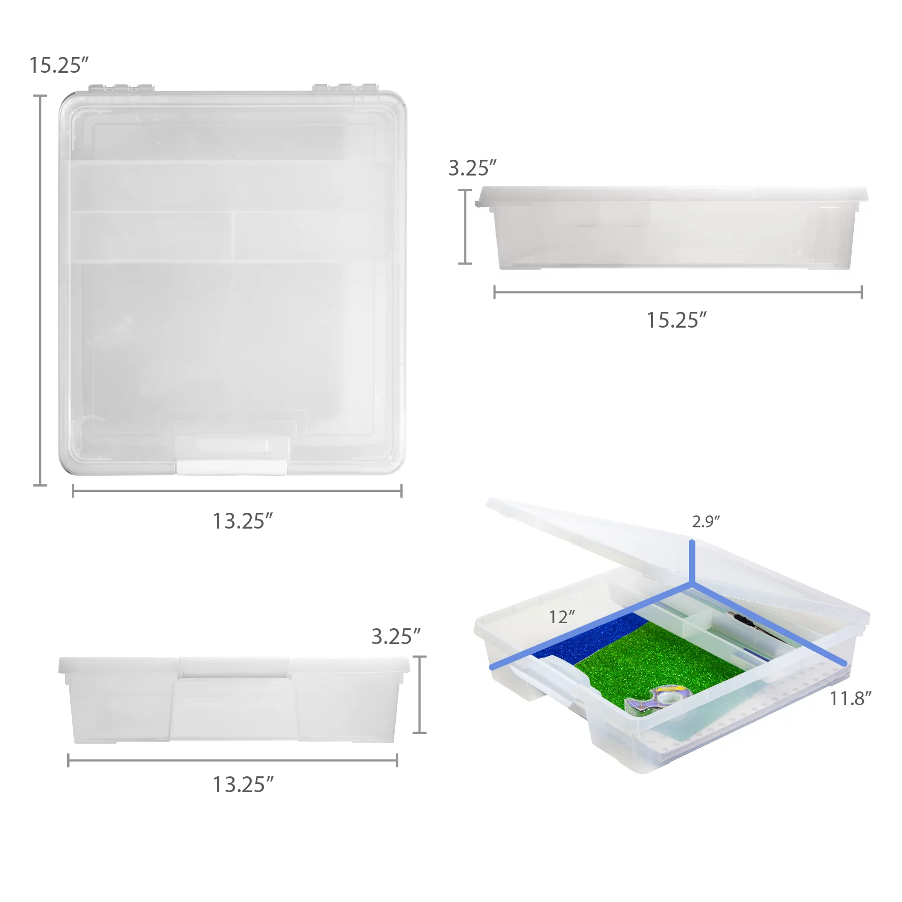 Pen+Gear Plastic File and Document Case with Supply Tray, Tint Clear, 5-Pack