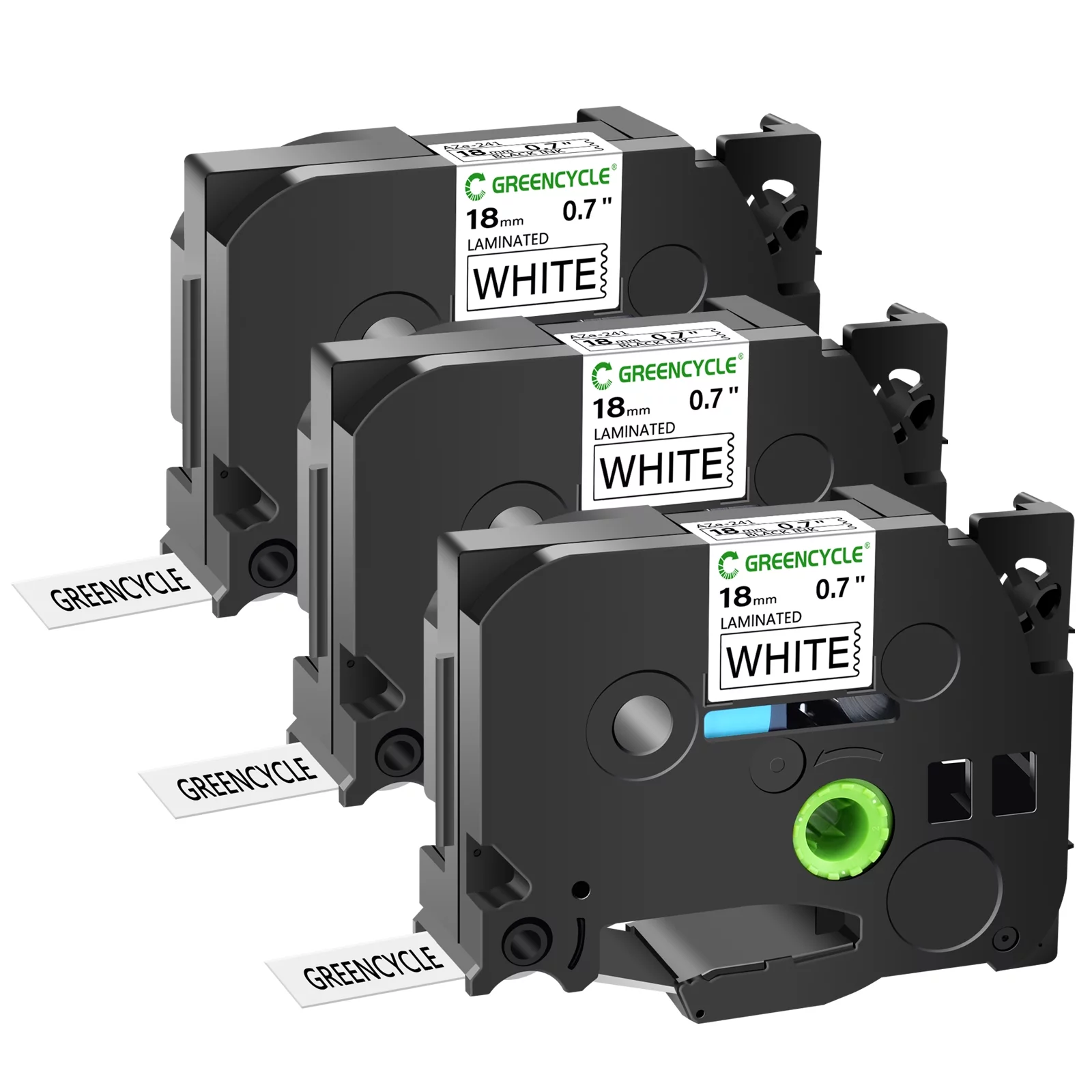 GREENCYCLE 3 Pack Compatible for Brother P touch TZ Tape 18mm Replacement 3/4 Inch TZe-241 TZe Standard Laminated Black on White Work with PTD450 PTD600 PTD400 Label Maker 26.2 Feet(8 Meter)