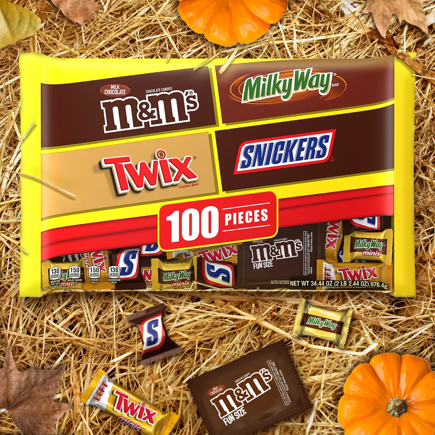 Mars Mixed M&M'S, Snickers, & More Bulk Halloween Variety Candy - 34.44oz/100ct