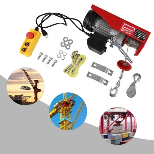 110V Electric Hoist Winch Portable Electric Winch 1763lbs Wire w/ Remote Control