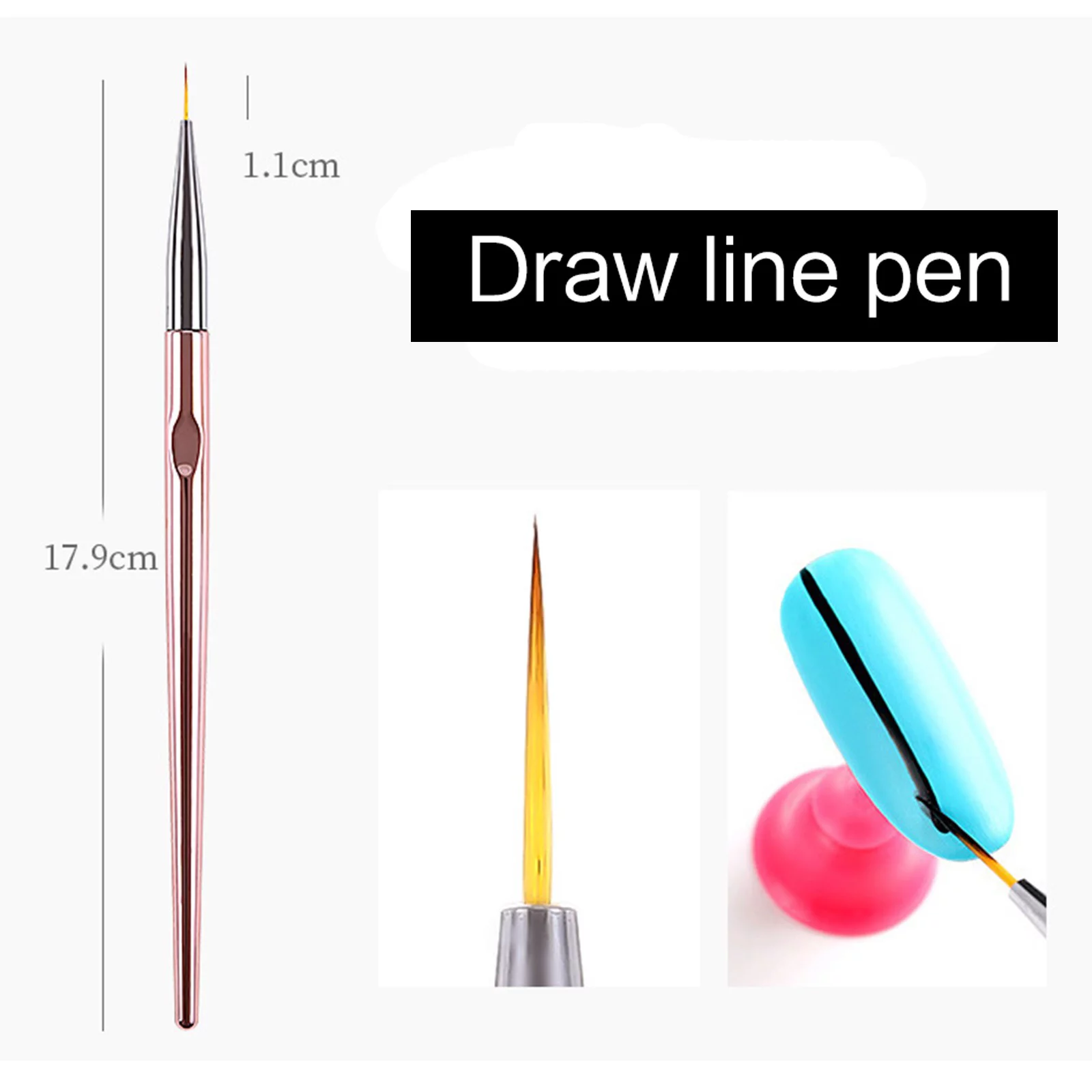 Rose Gold Nail Art Line Painting Brushes Metal Handle Thin Liner Drawing Pen Nail Painting Guider