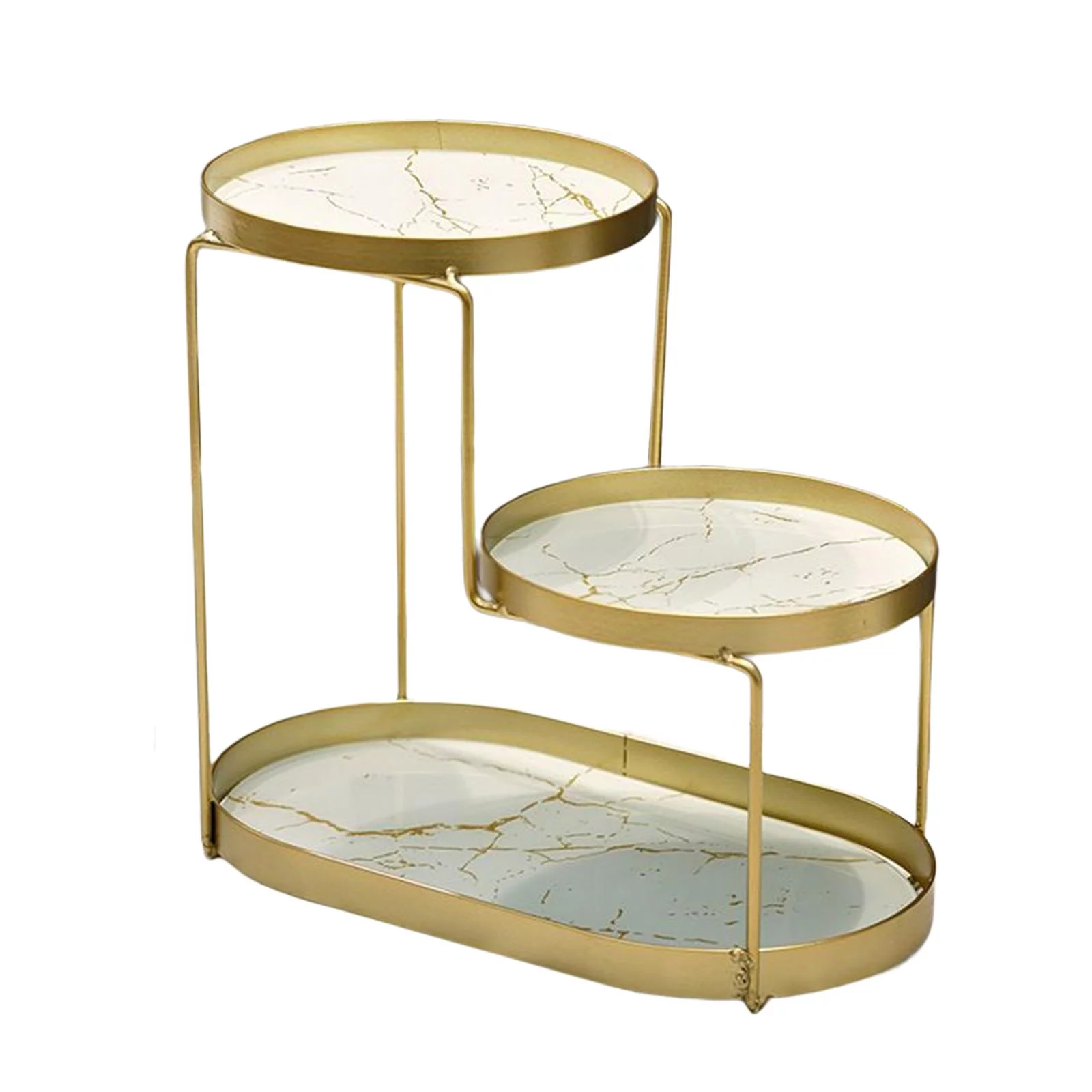 Makeup Perfume Organizer Shelf with Removable Glass Tray for Home Decoration White Marbling