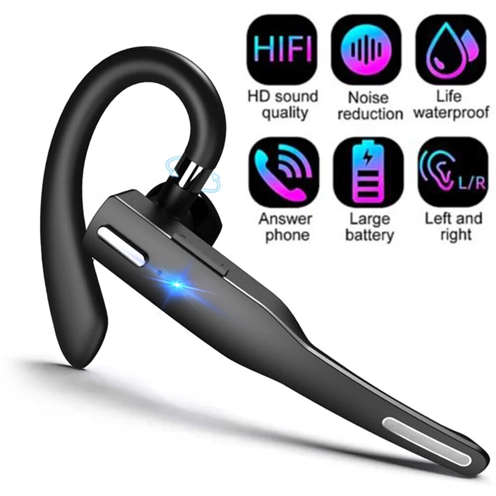 Bluetooth 5.0 Earpiece Dual Mic Earbud Noise Cancelling office Wireless Headset