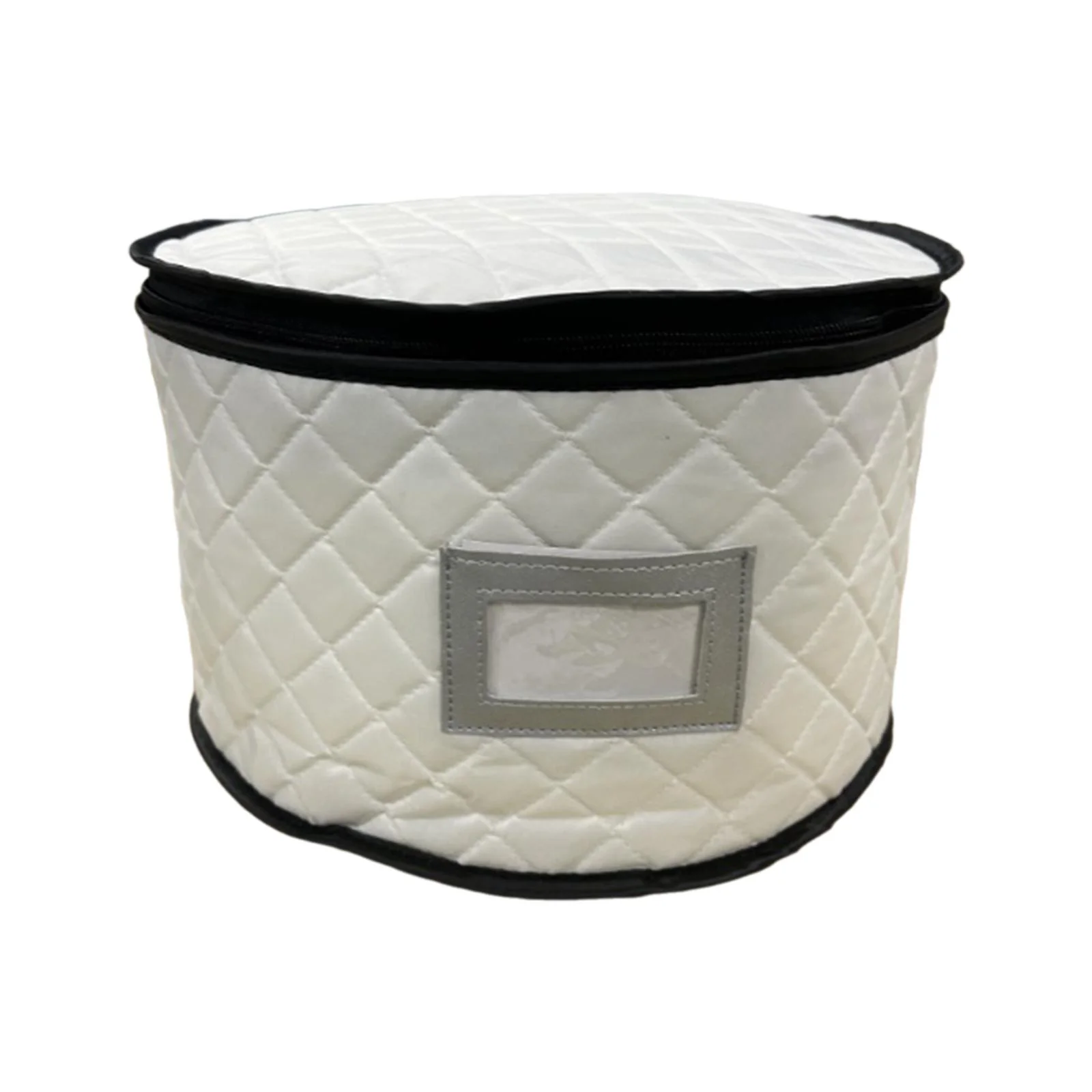 kowaku China Storage Container Cups Plate Bowl Storage Bag, with Protectors Round Hard Shell Case for Chinaware Saucers Stemware Beige M