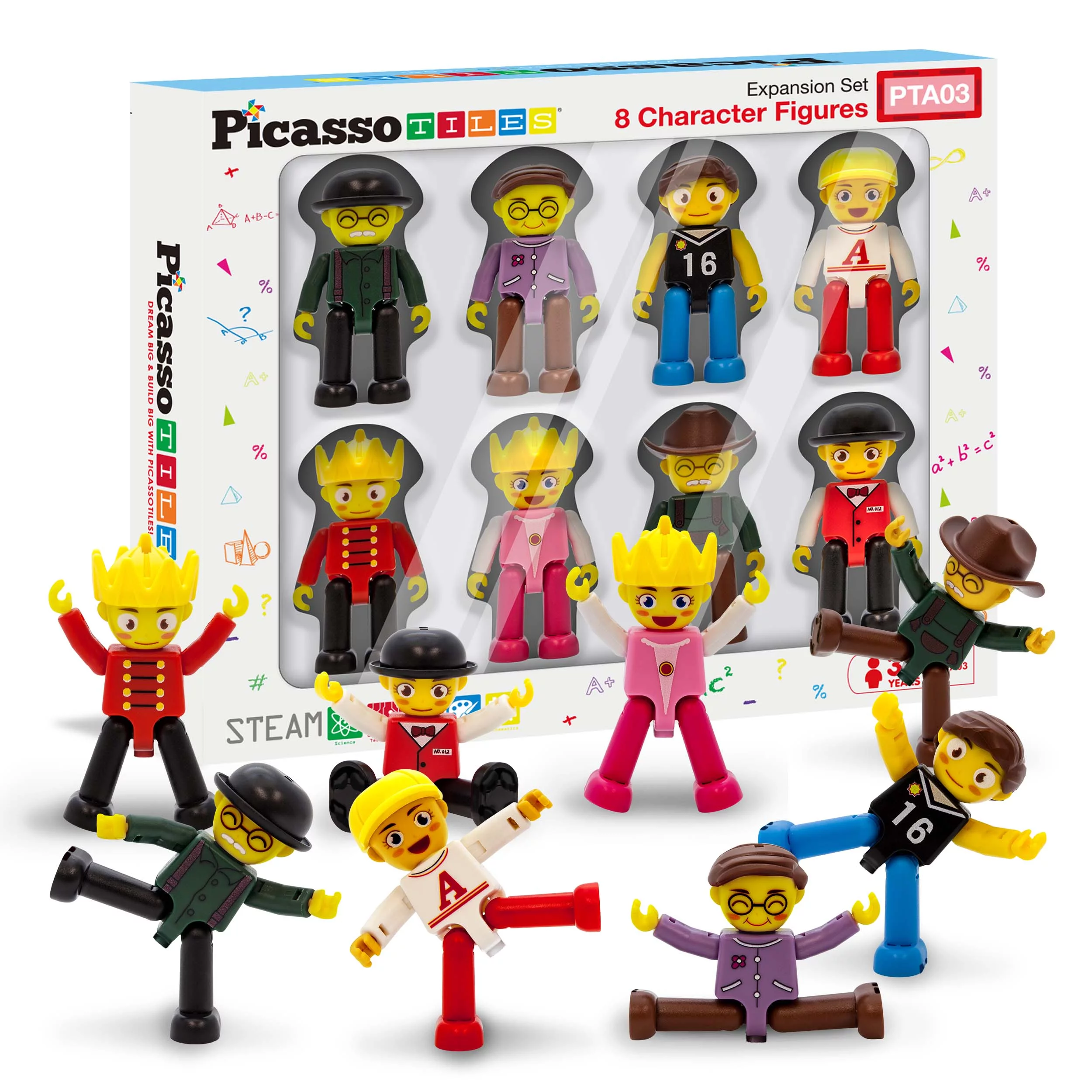 PicassoTiles Magnetic 8 Piece Character Action Figures - Toddler Toy Set, Multicolor