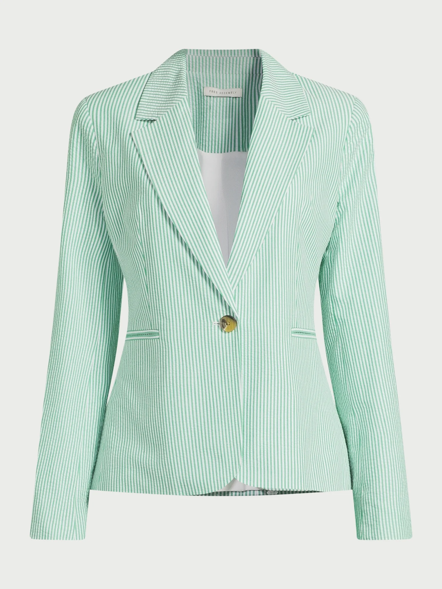 Free Assembly Women’s Single-Breasted Seersucker Blazer, Sizes XS-XXL